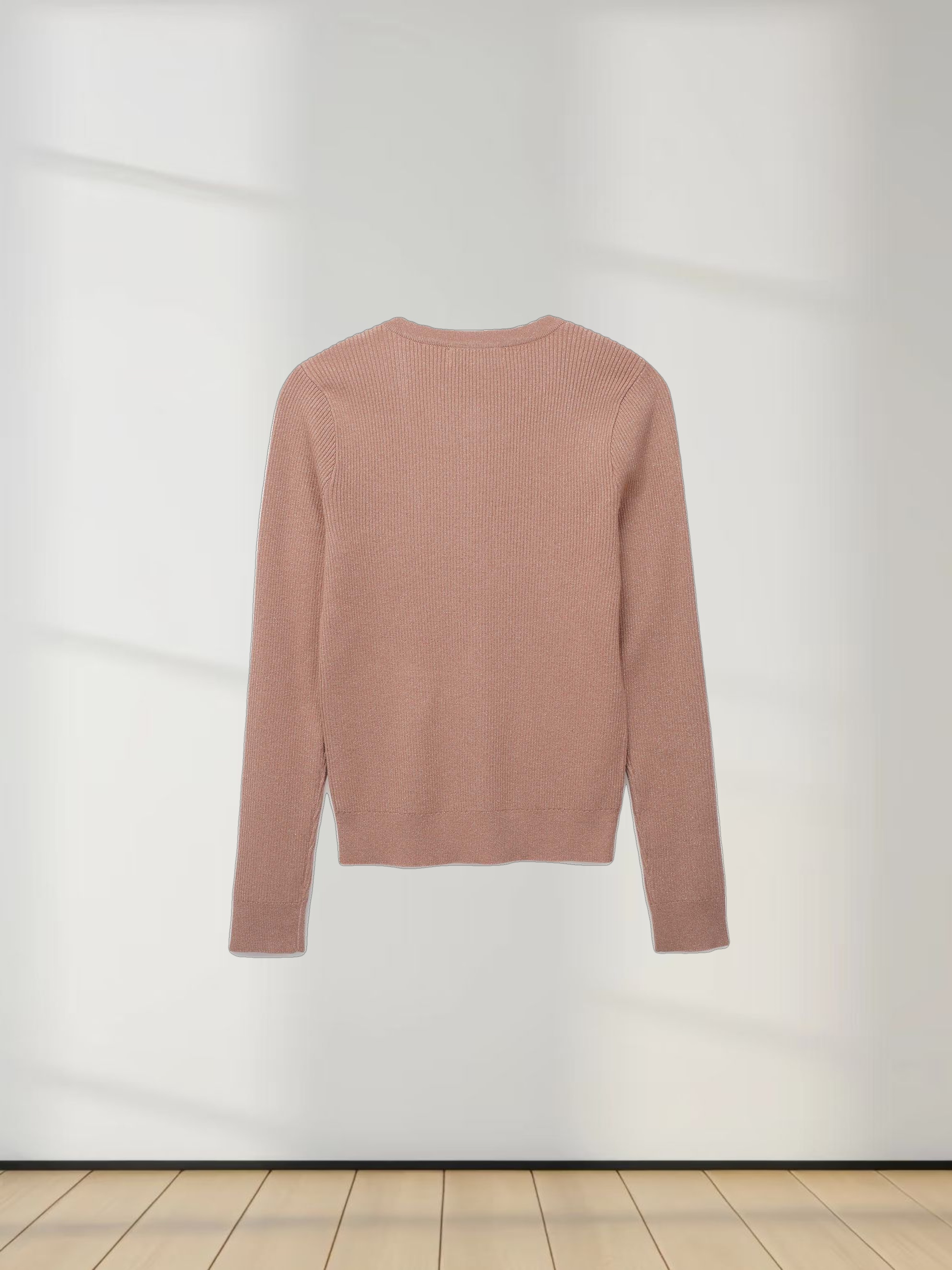 Lurex Ribbed Sweater-Blush