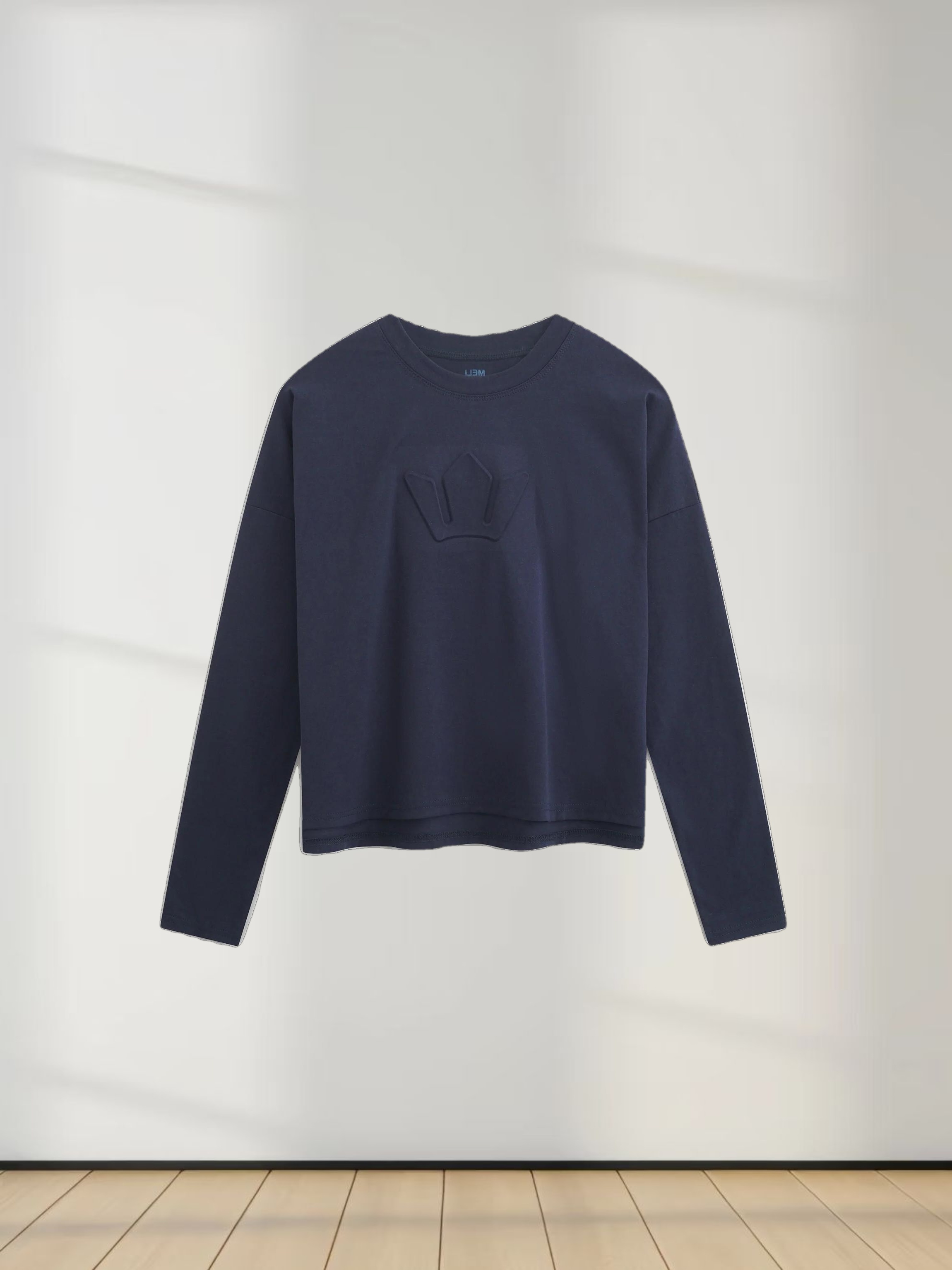 Crown Embossed T-Shirt-Navy