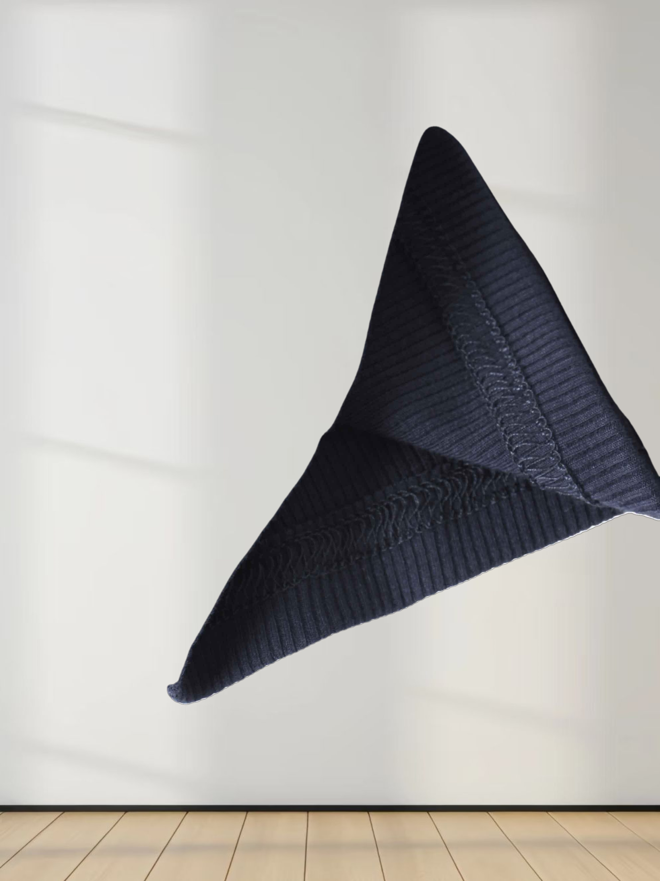 RIBBED HIGH V TEE LS-DENIM BLUE