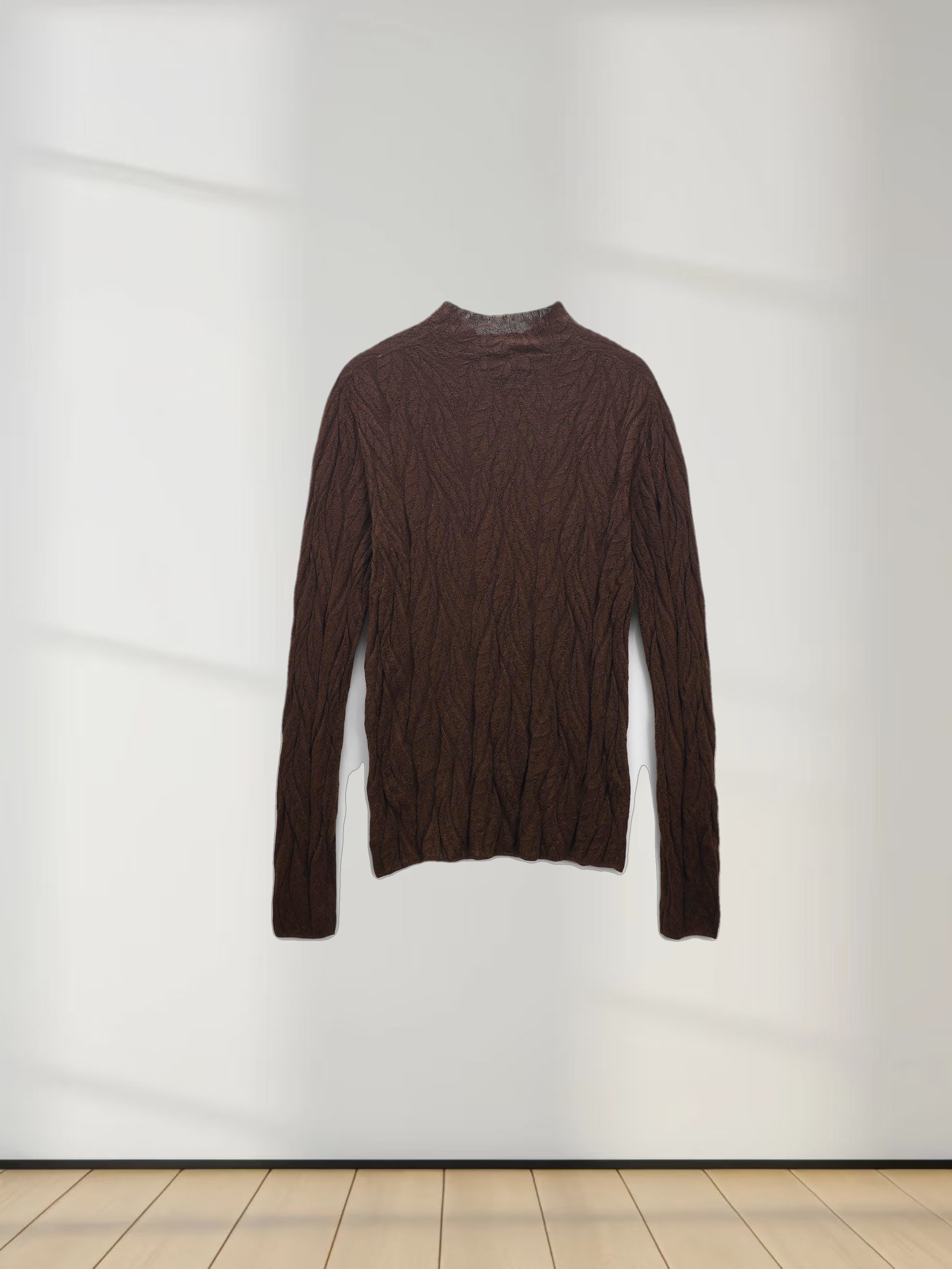 Leaf Design Turtleneck-Brown