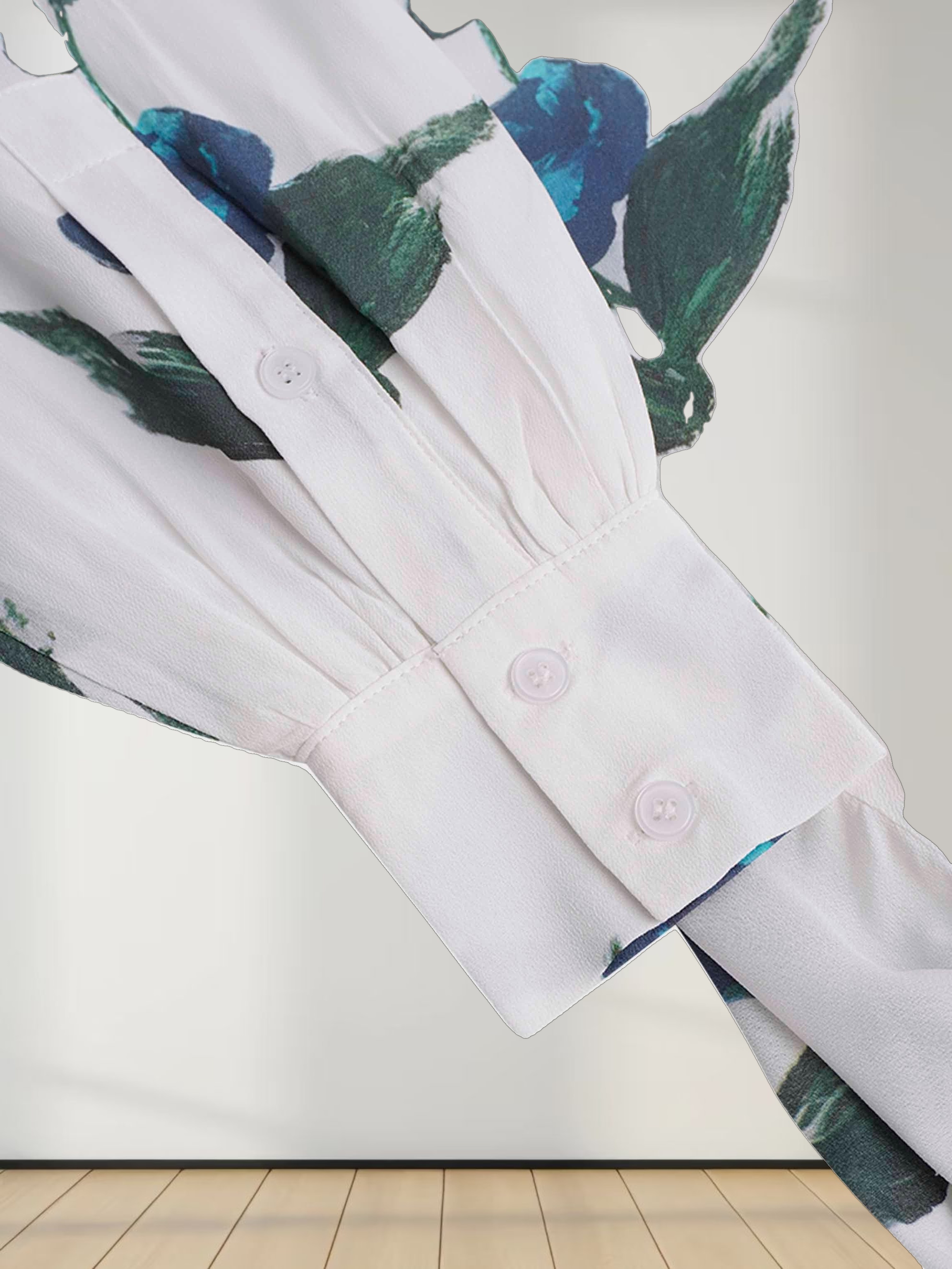 Printed Shirred Pocket Dress-Blue Floral