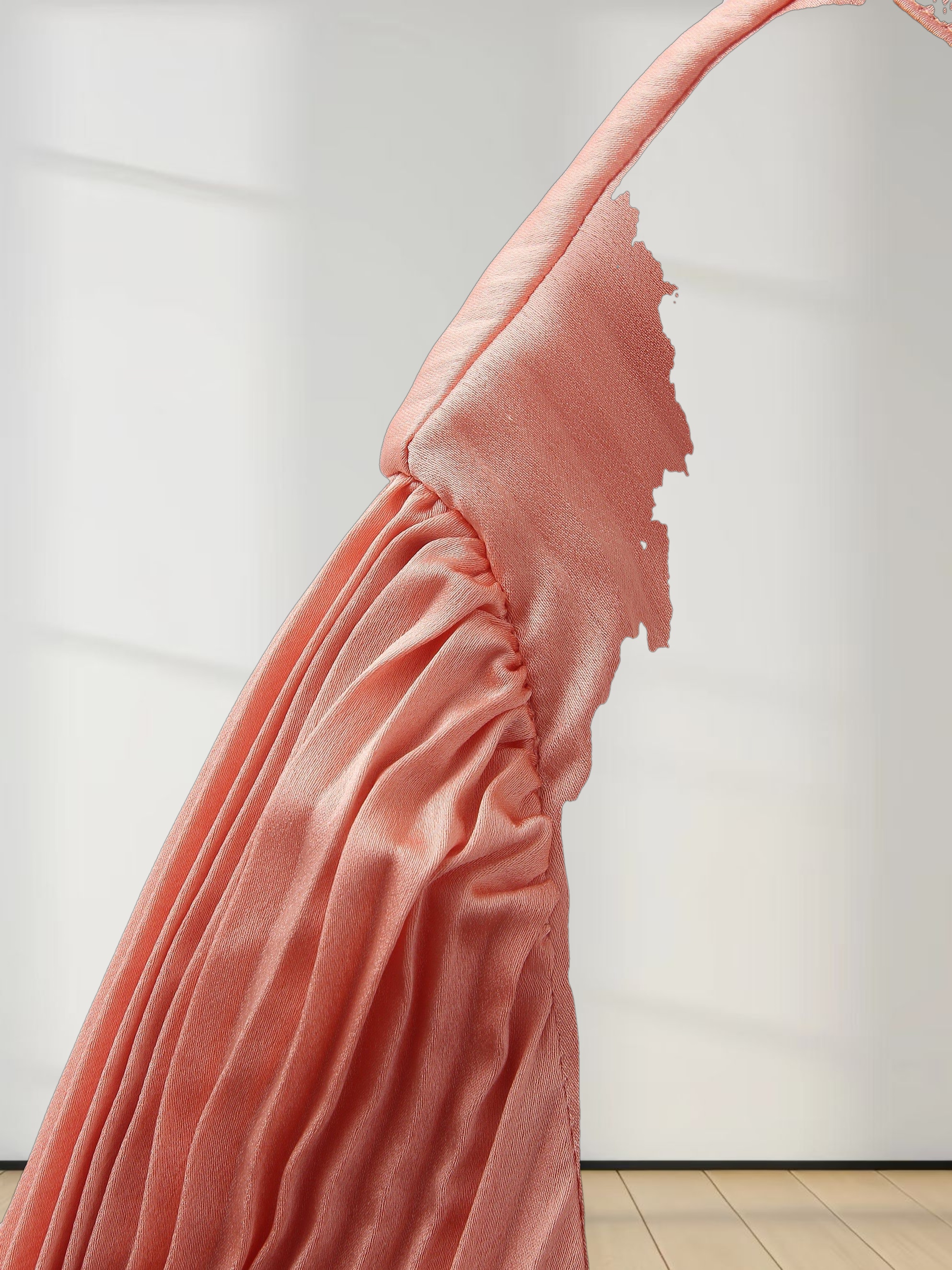 Micro Pleat Dress-Peach