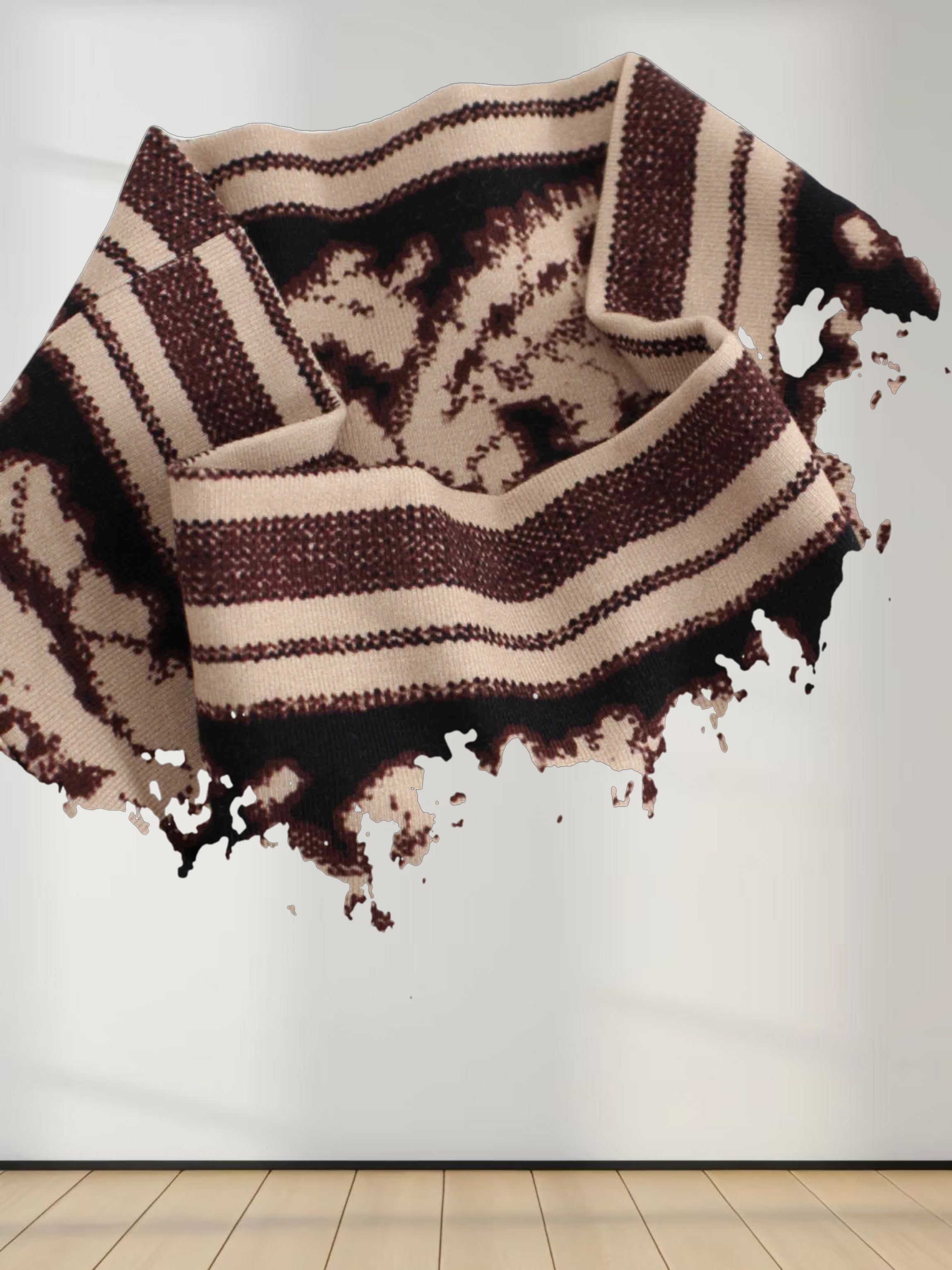 Printed Modal Turtleneck-Paisley Taupe