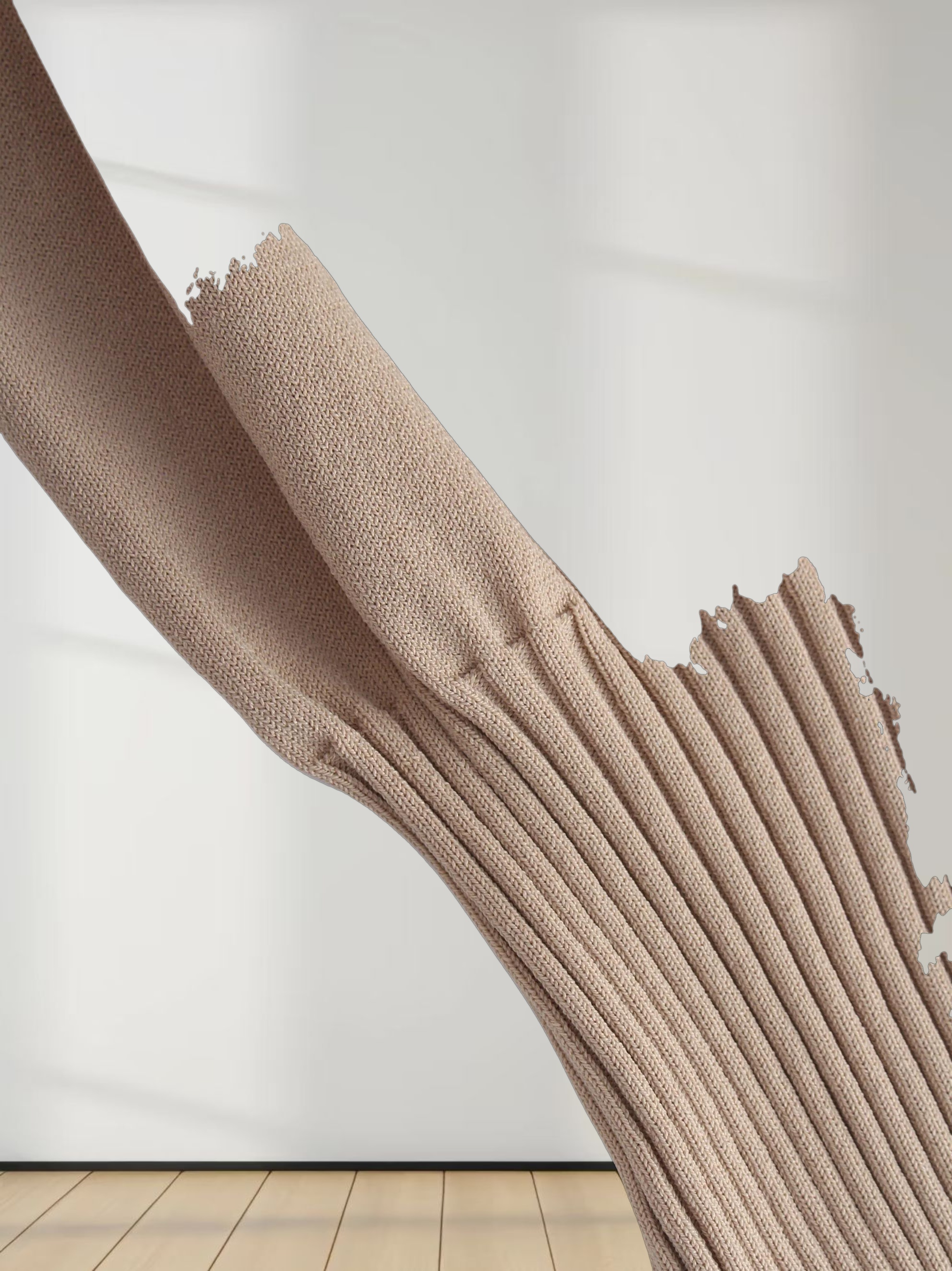 RIBBED WAISTED SWEATER-TAN