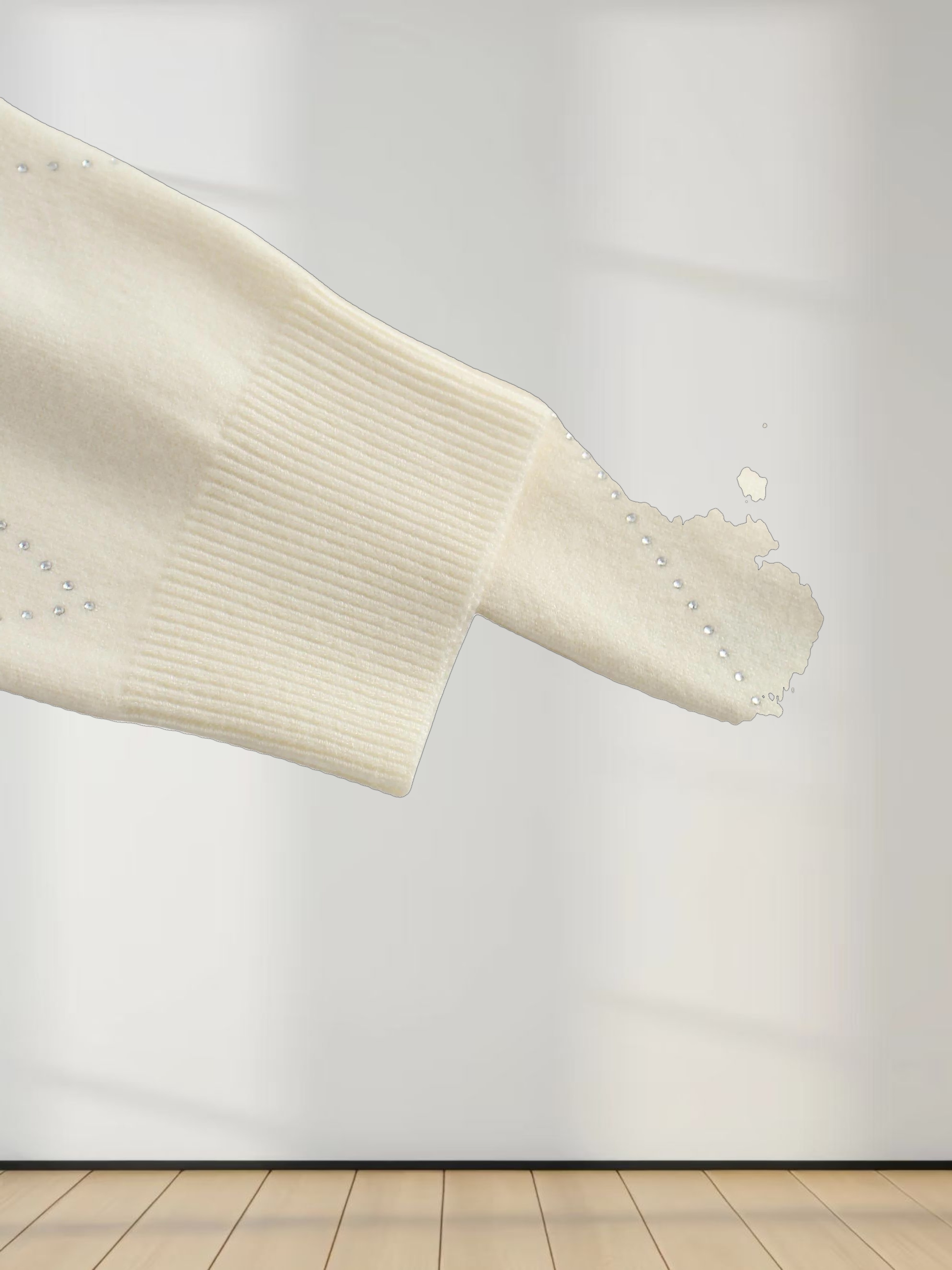 Diamond Stud Design Sweater-Ivory