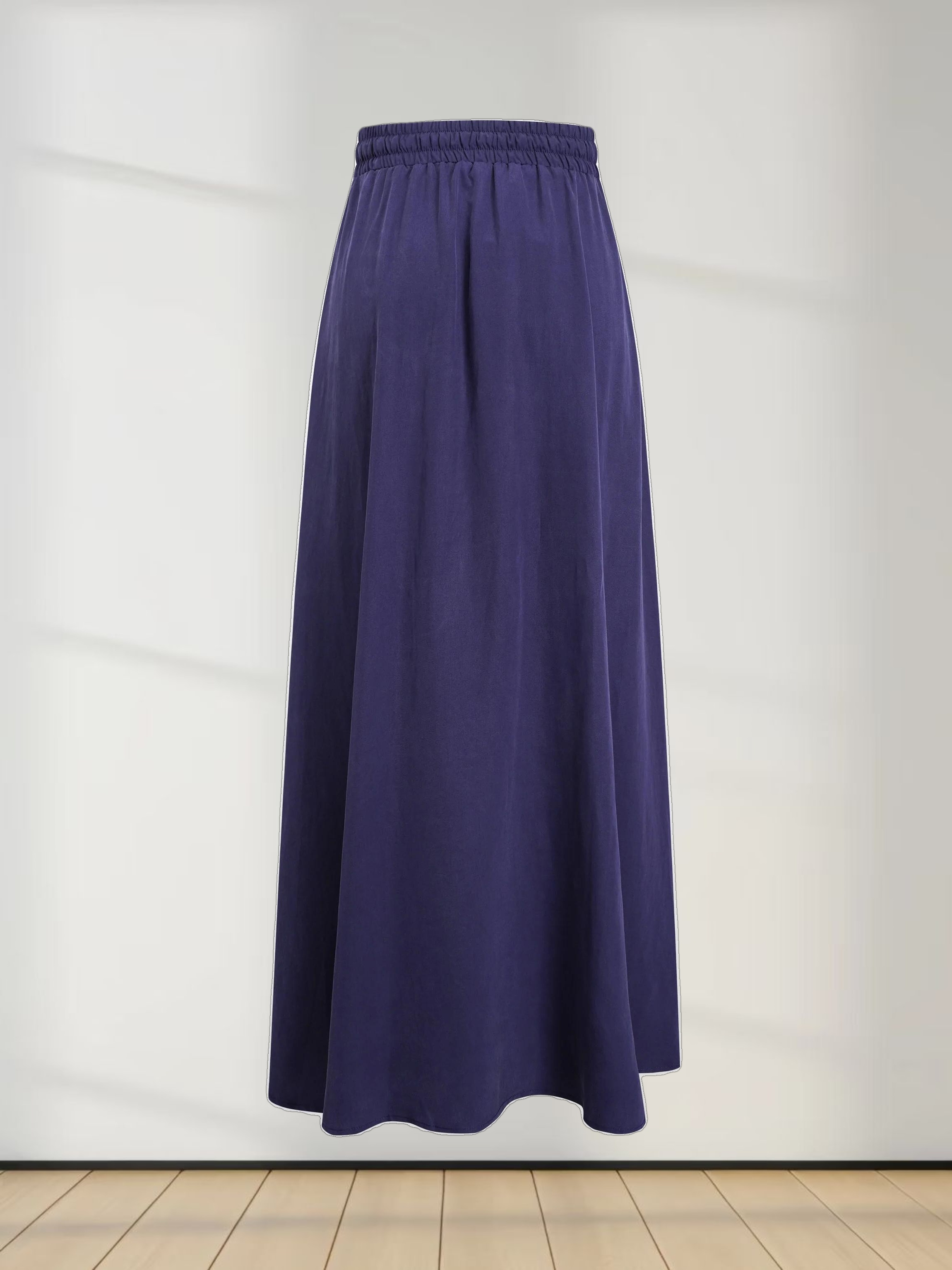 Drawstring Circle Skirt-Navy
