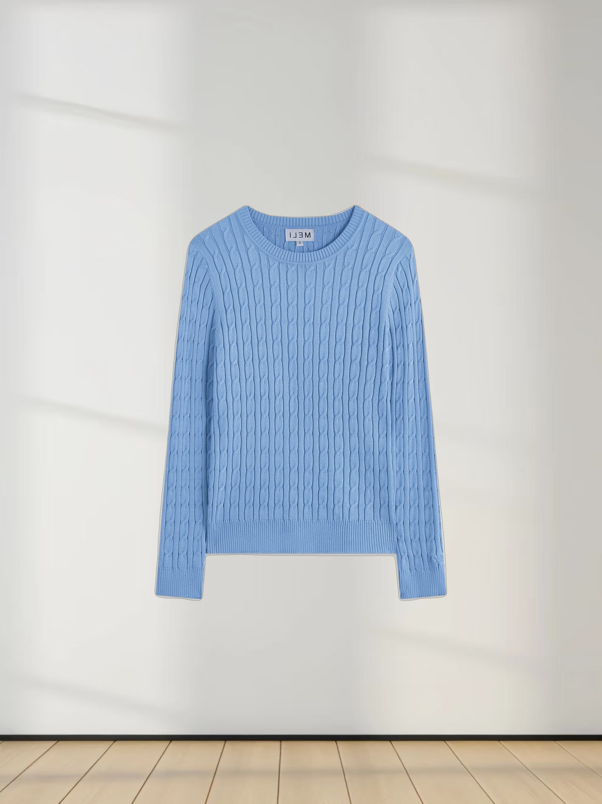 Knit Cable Sweater-Periwinkle