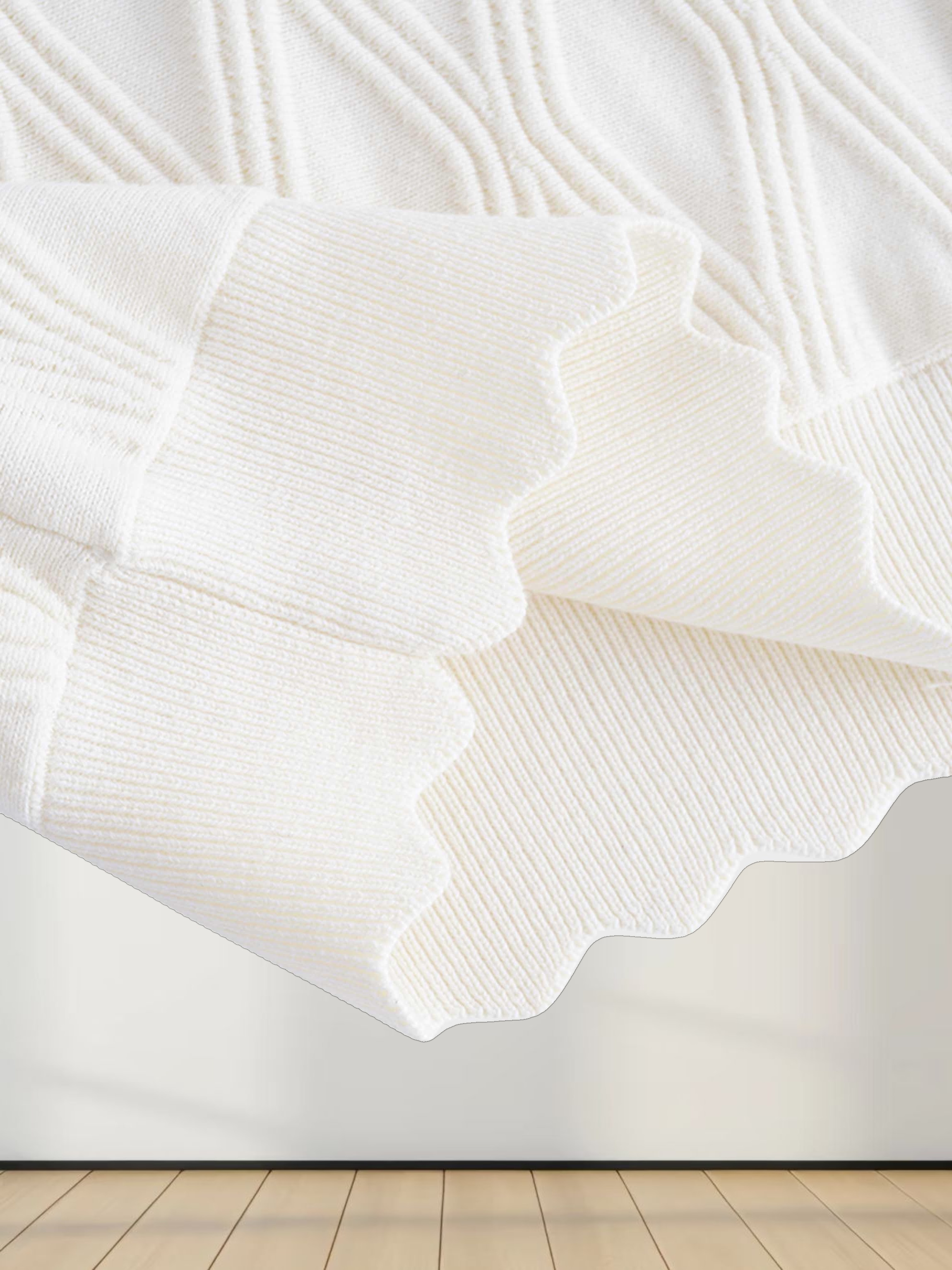 Scalloped Sleeveless Crew Neck Sweater-Ivory