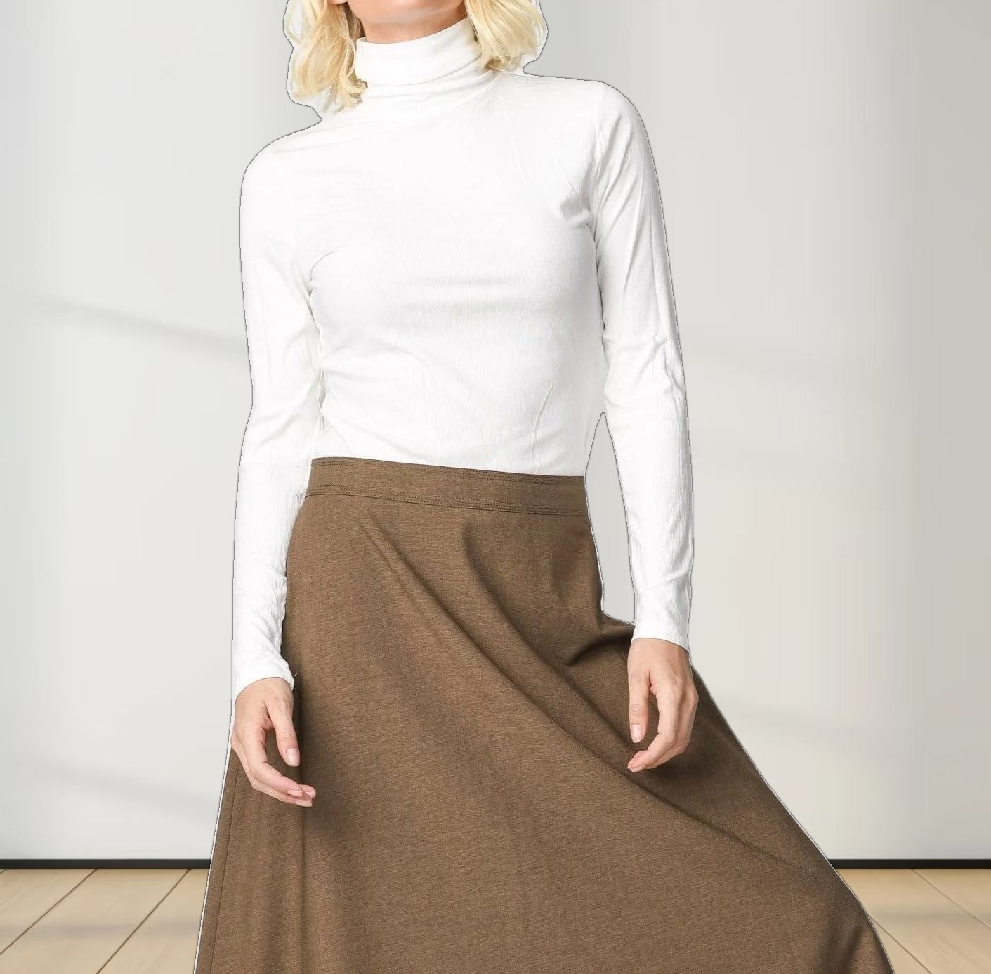 RIBBED TURTLENECK-CREAM