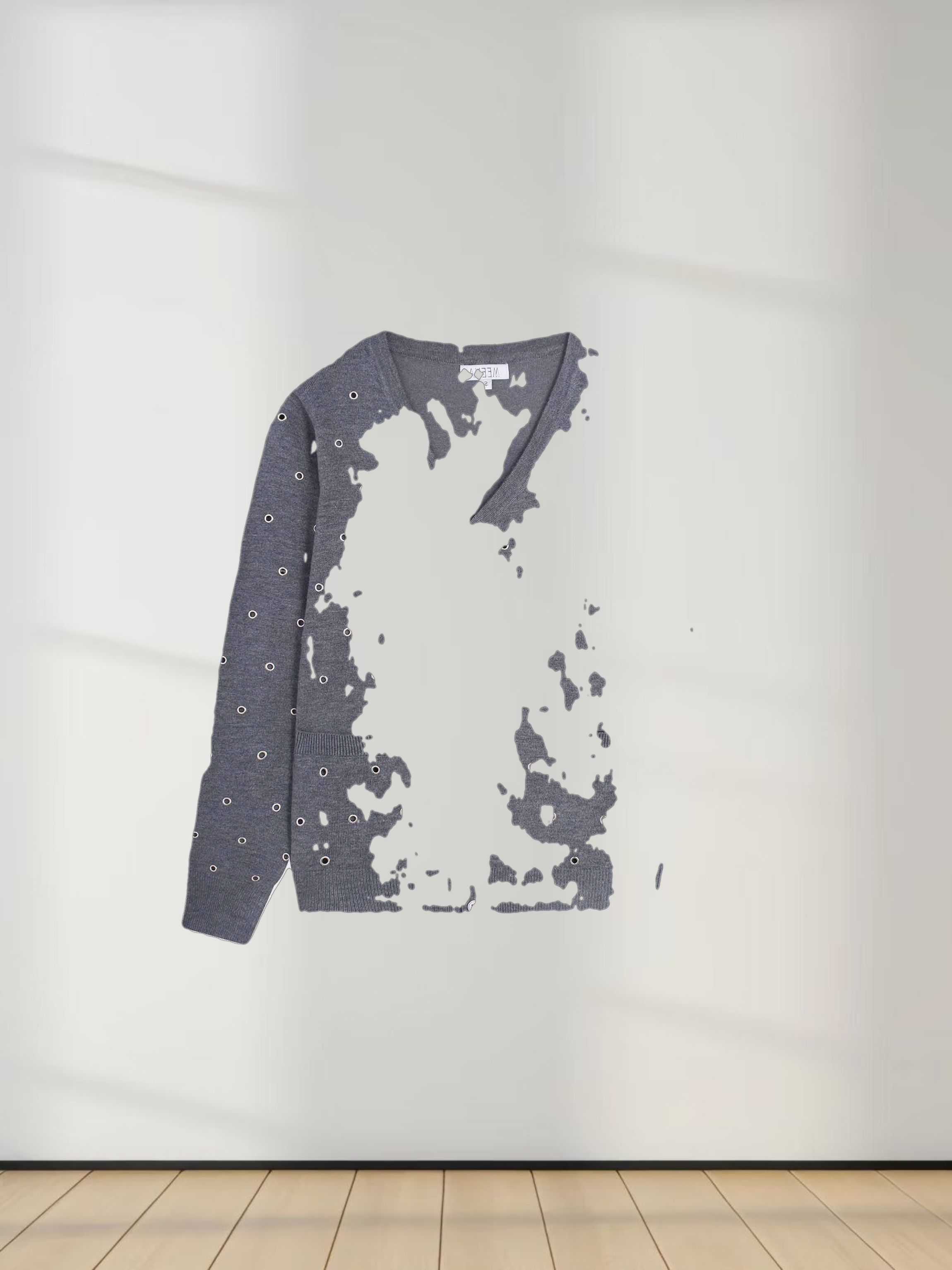 Grommet Cardigan-Grey