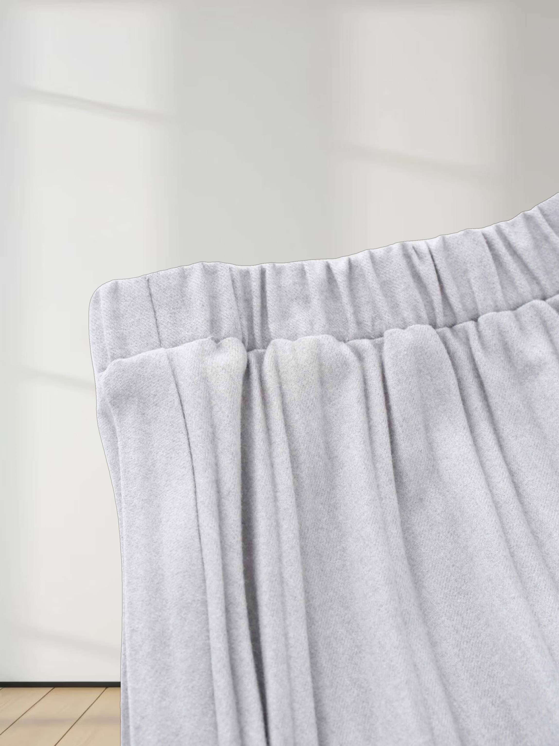 Wool Blend Pleated Skirt-Light Grey