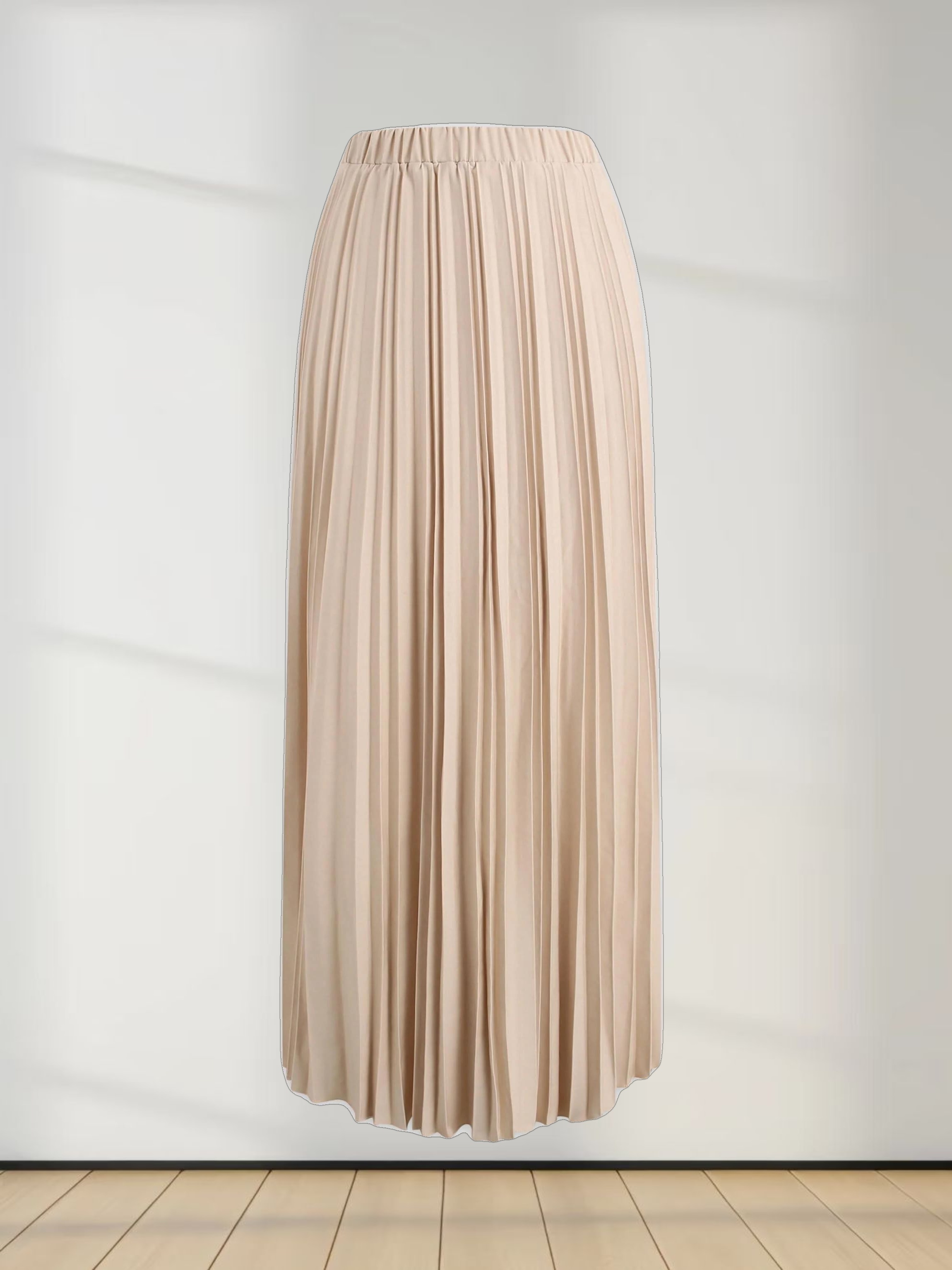 Denim Pleated Skirt-Stone