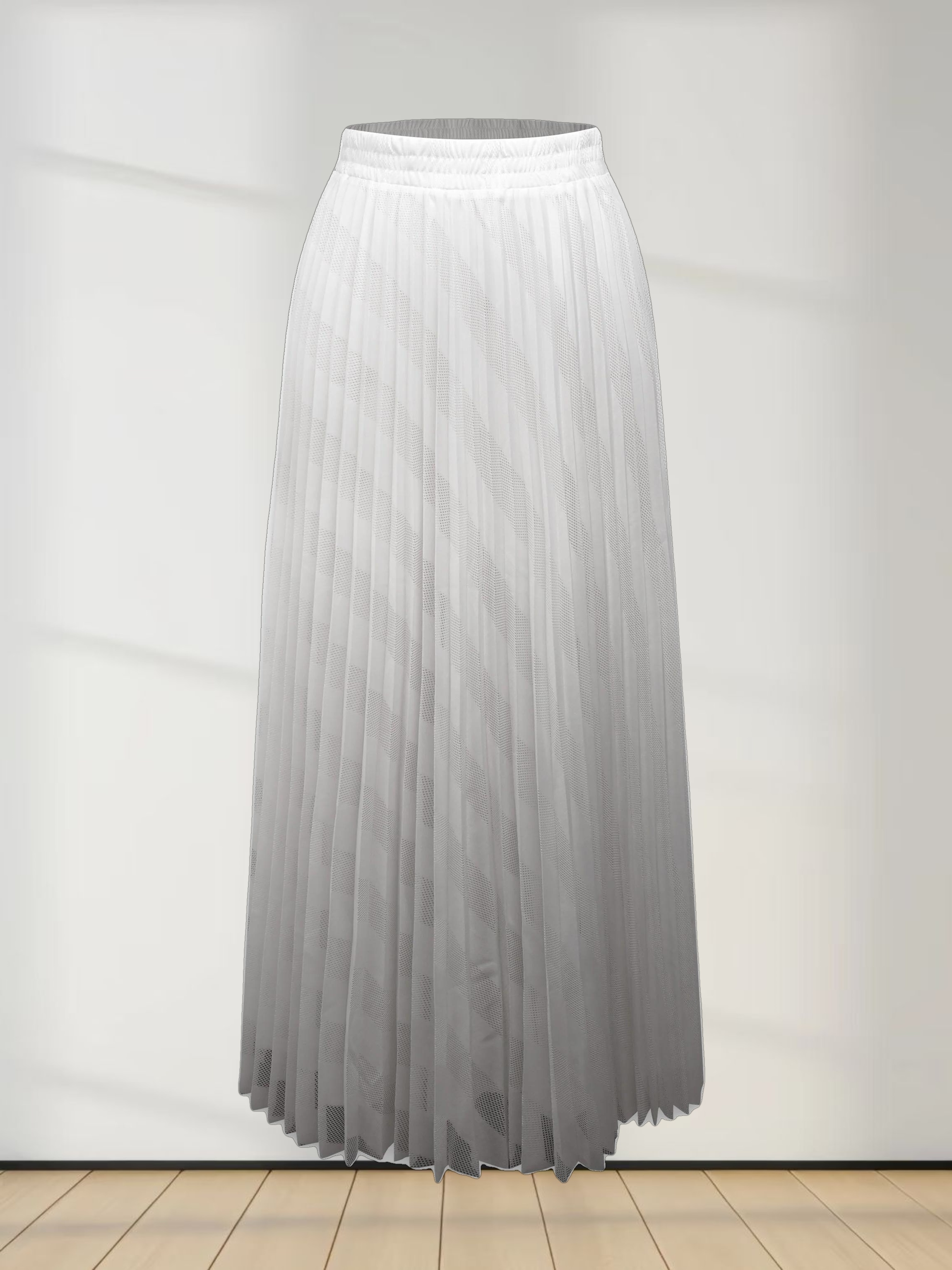 Perforated Pleated Skirt-White