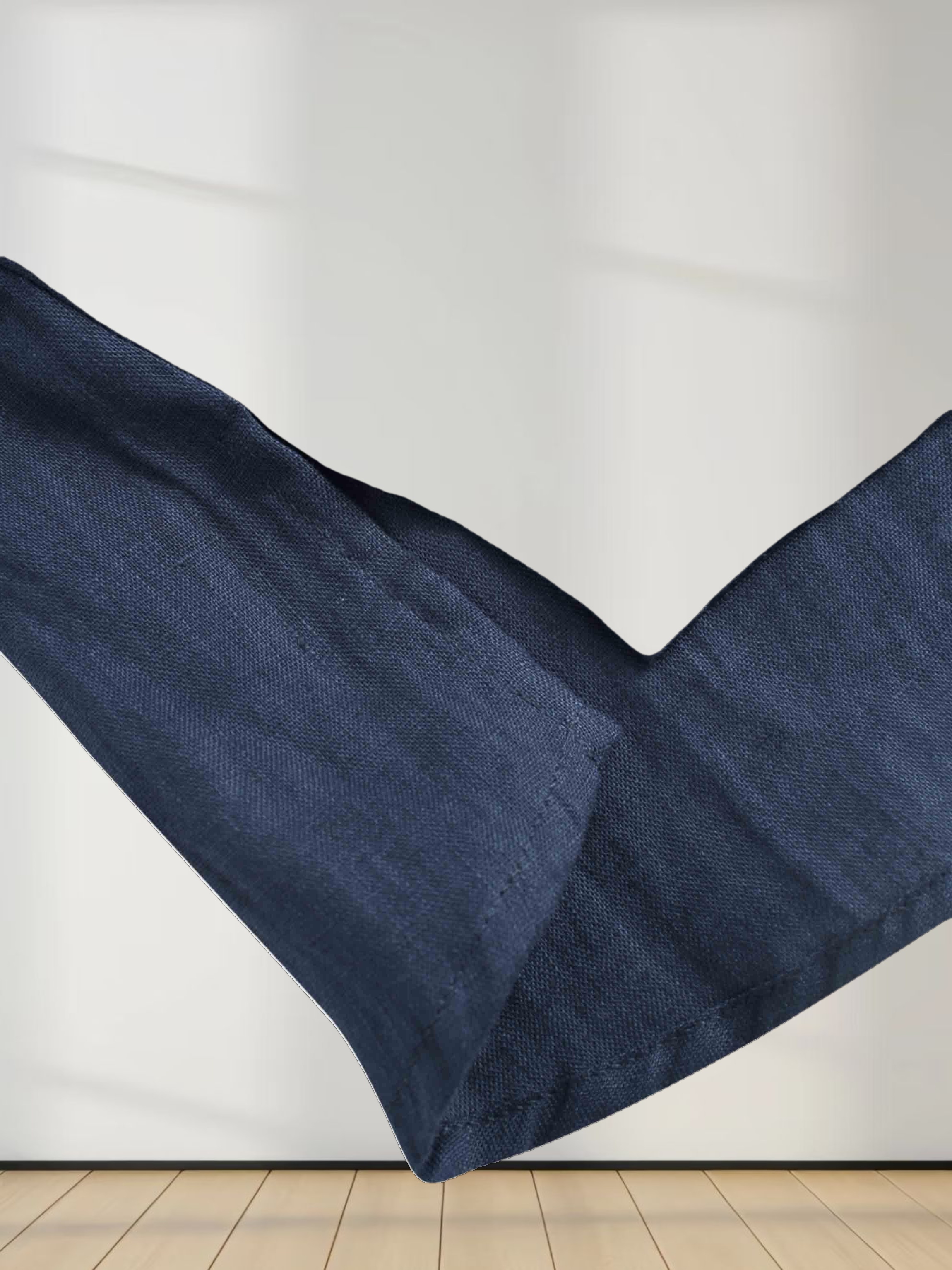 Drawstring Button Down Linen Top-Navy