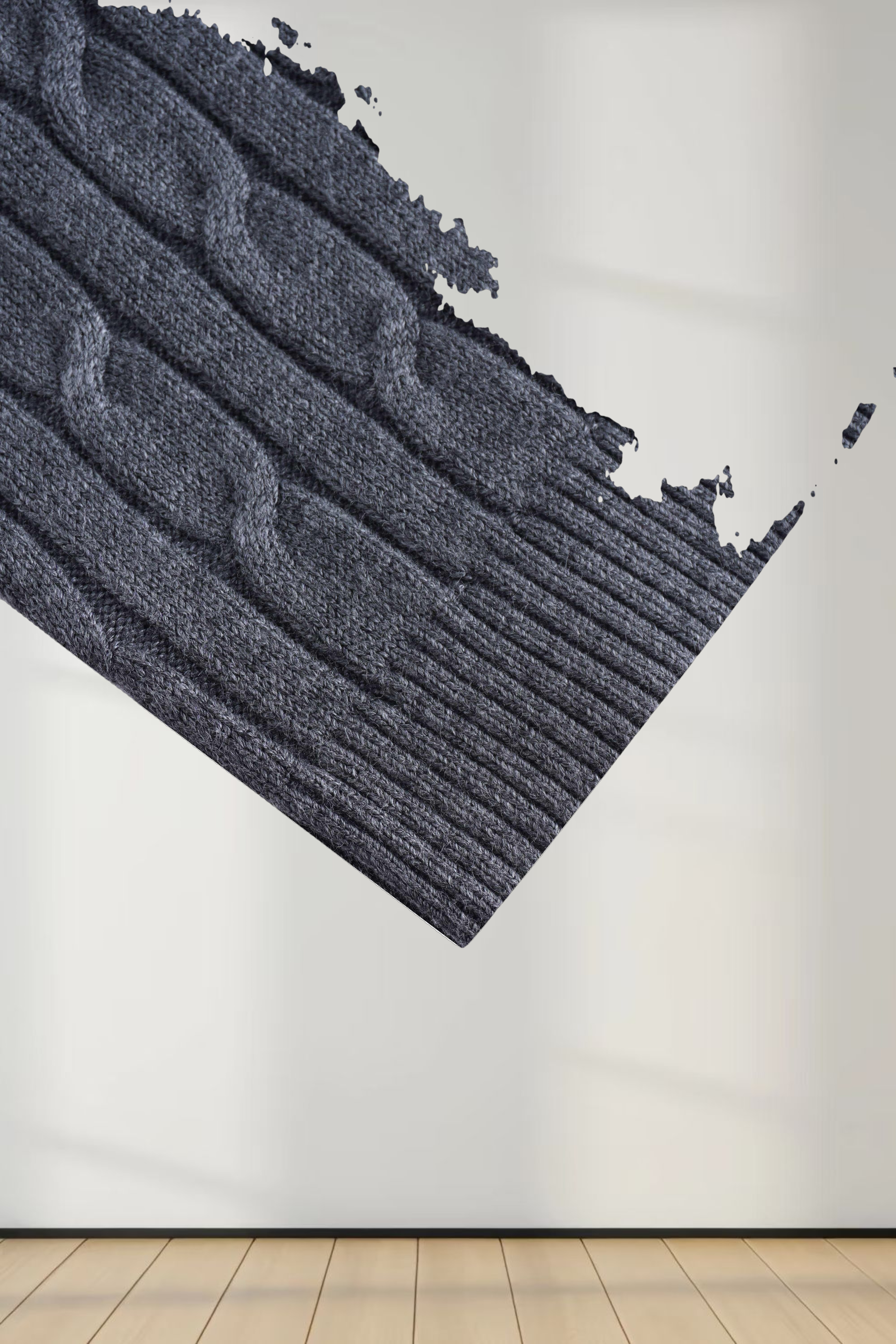 Cable Knit Crew Cardigan-Grey