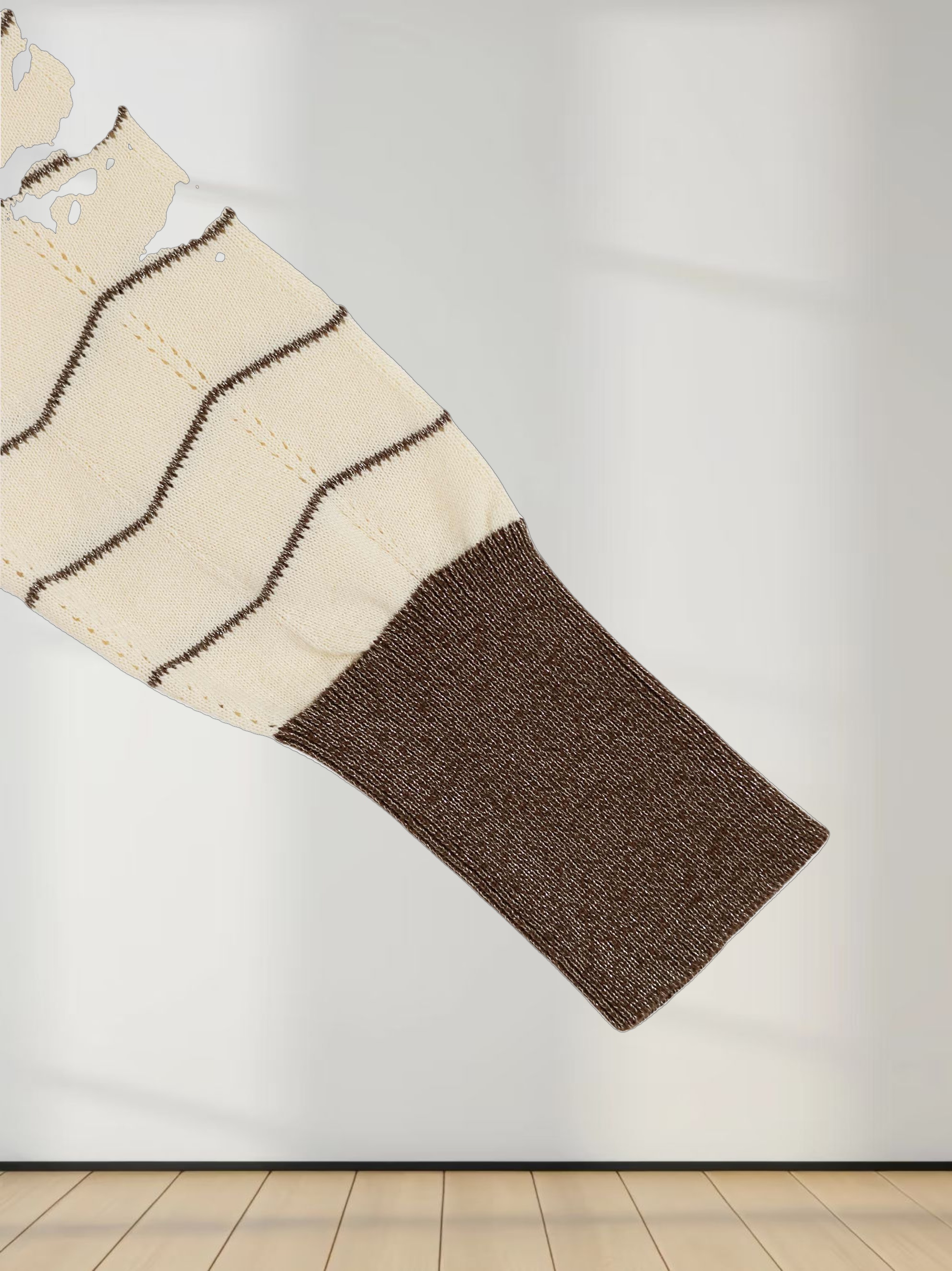 Lurex Striped Sweater-Cream/Brown