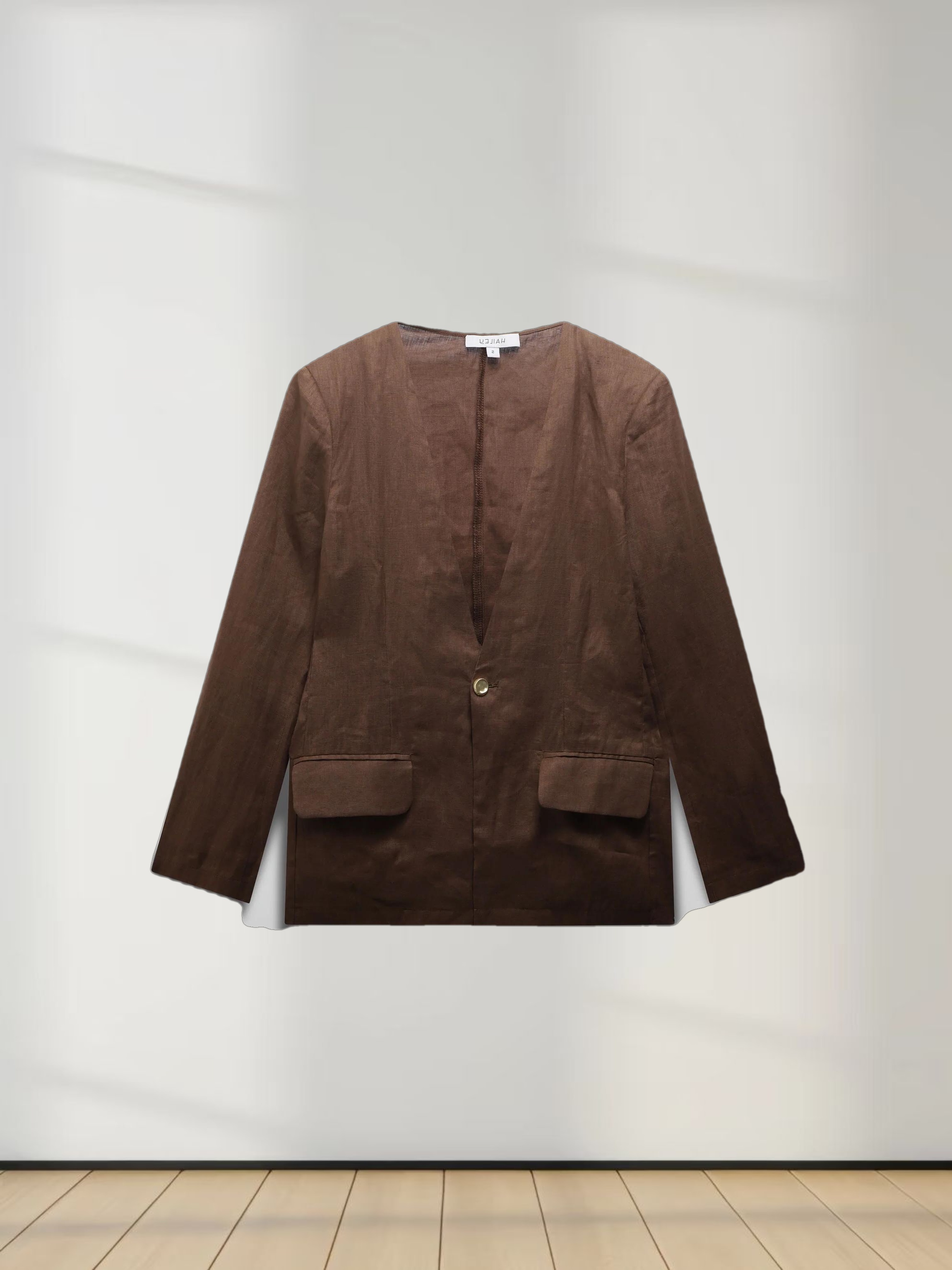 Linen Blazer-Brown