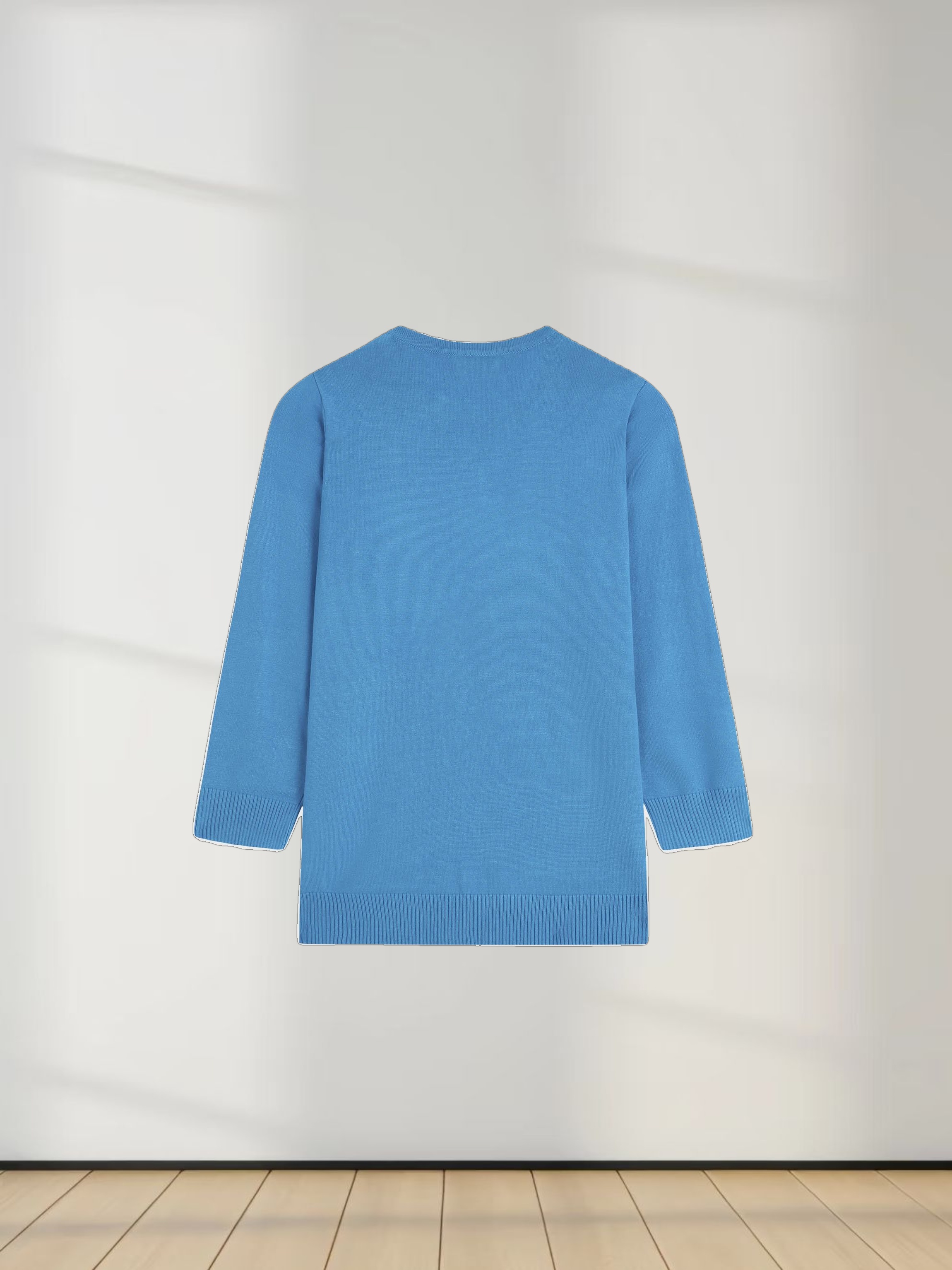 Basic Crew Sweater 3Q-Cerulian