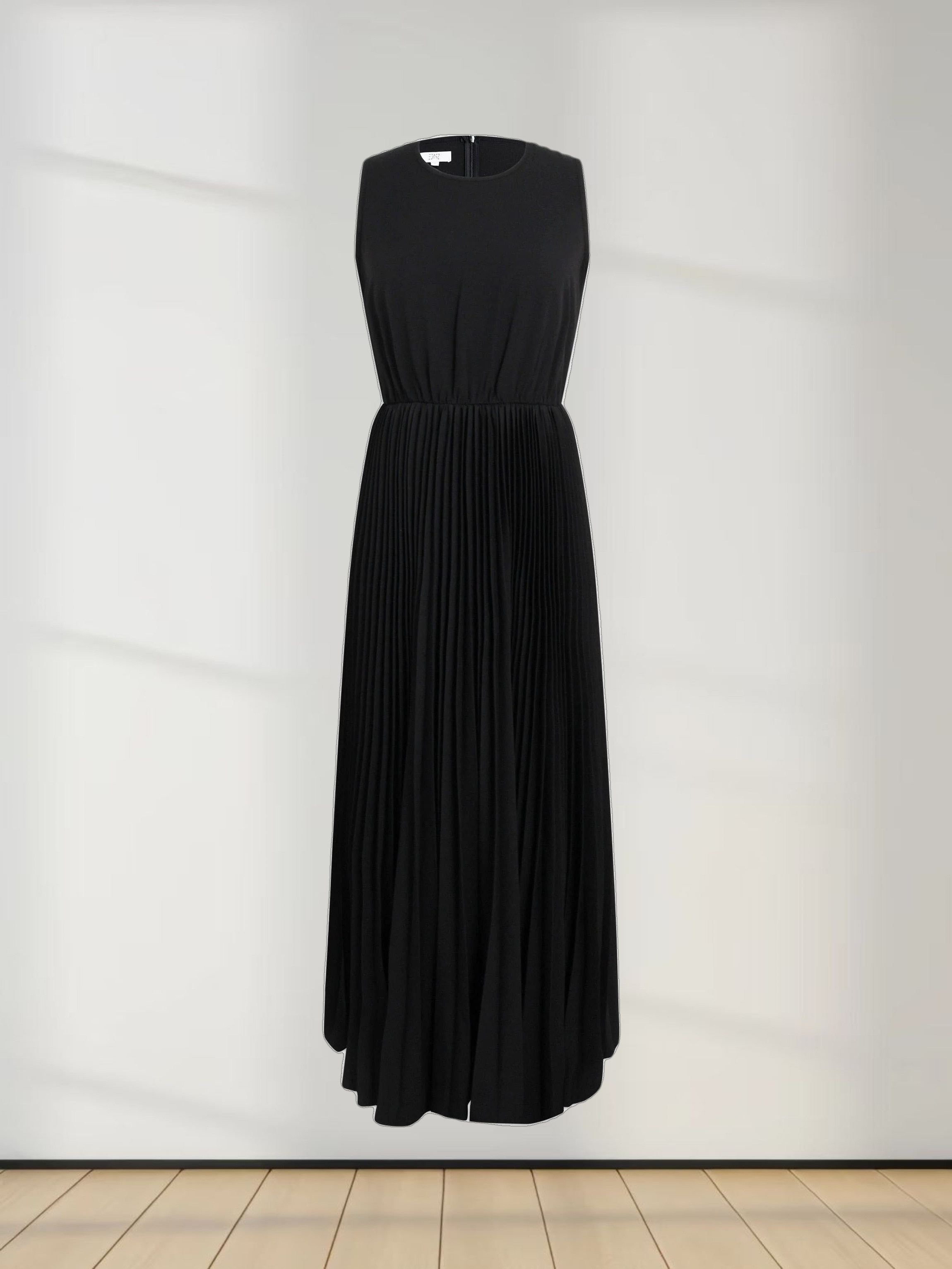Pleated Slip Dress-Black