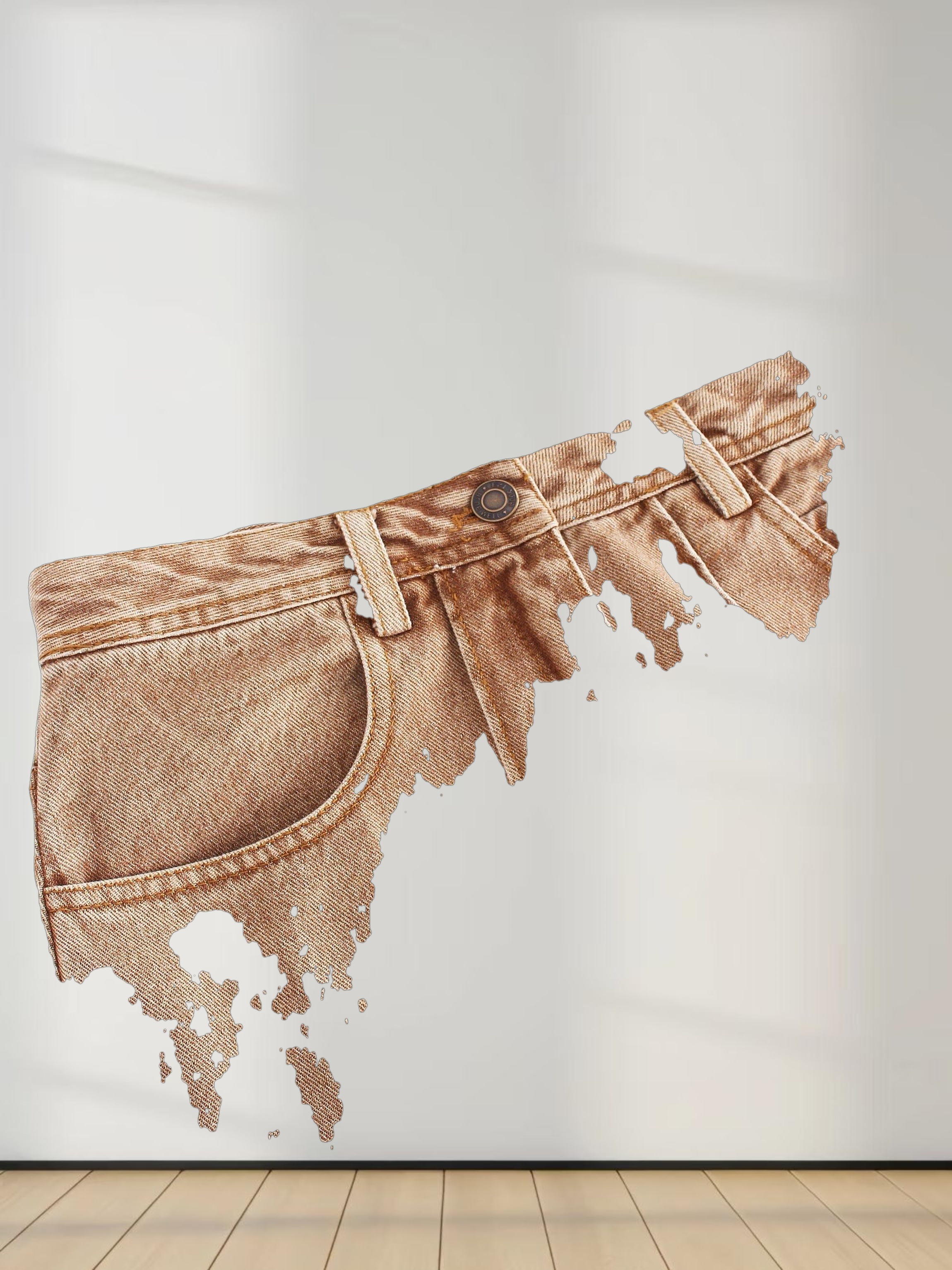 Denim Seamed Skirt-Brown