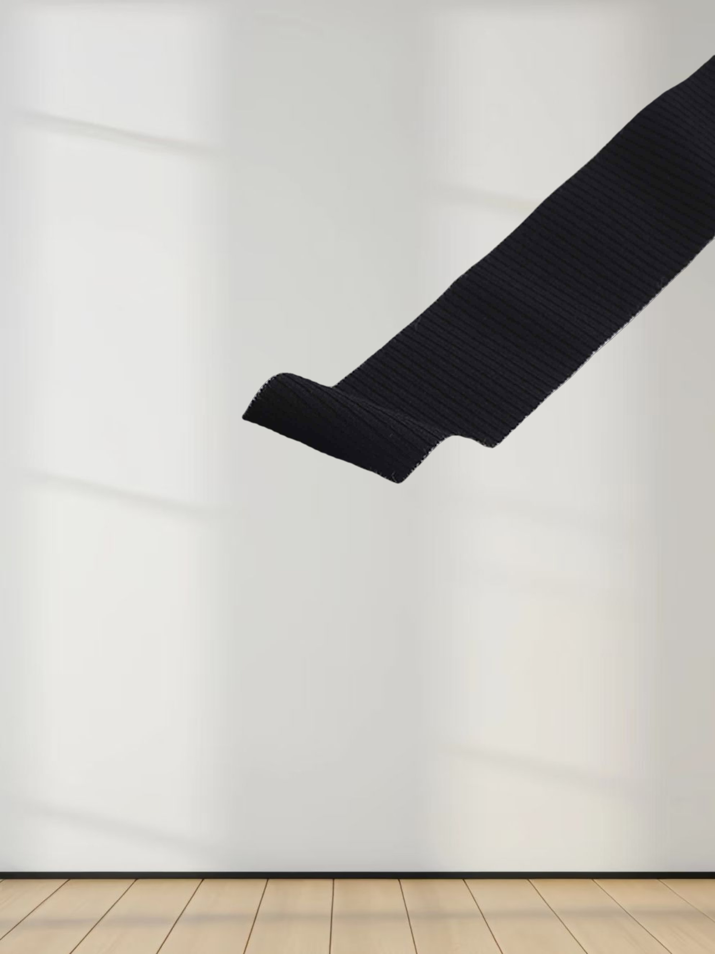 Ribbed Striped High V Tee Long Sleeve-White/Black