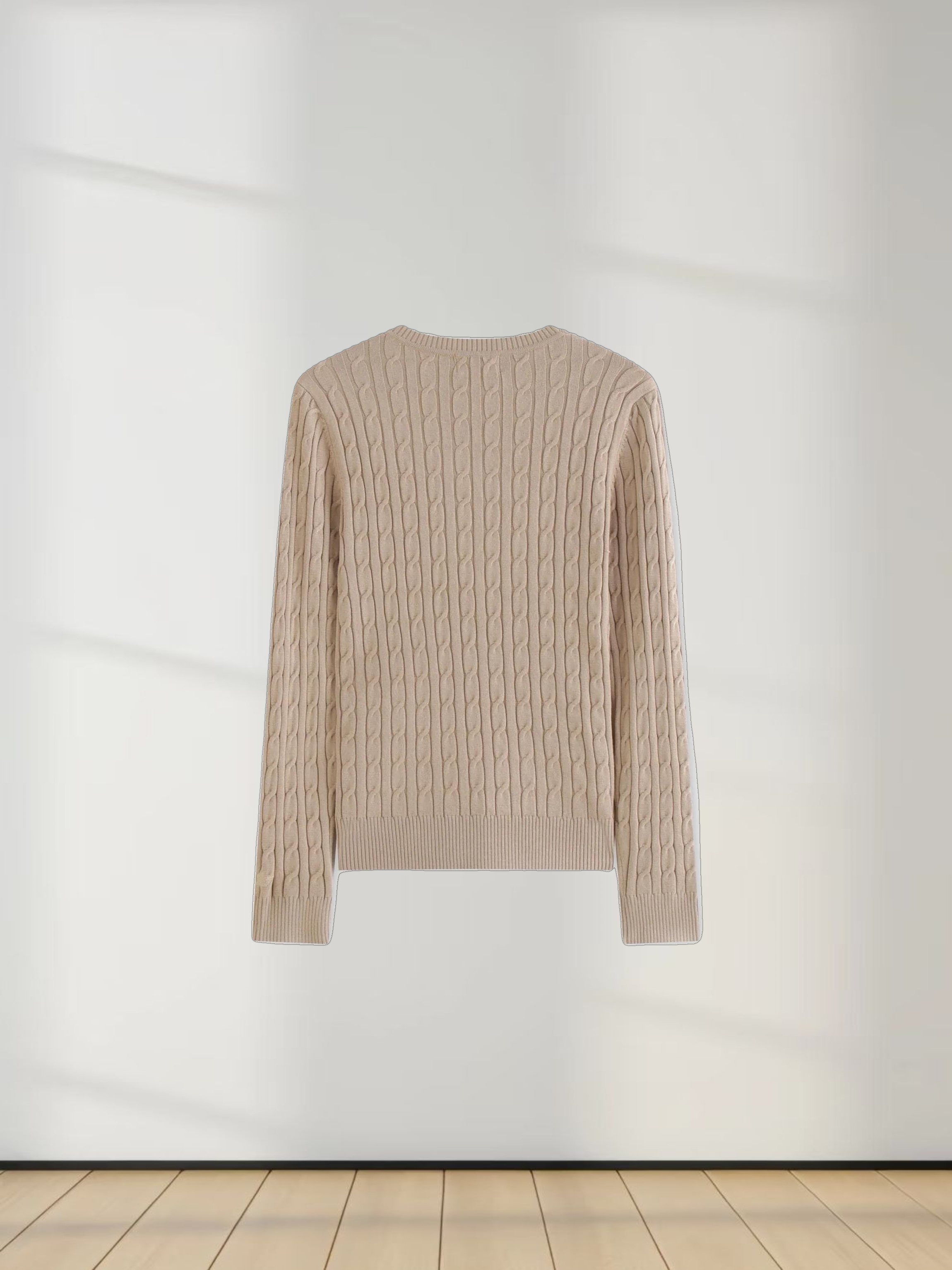 Knit Cable Sweater-Tan
