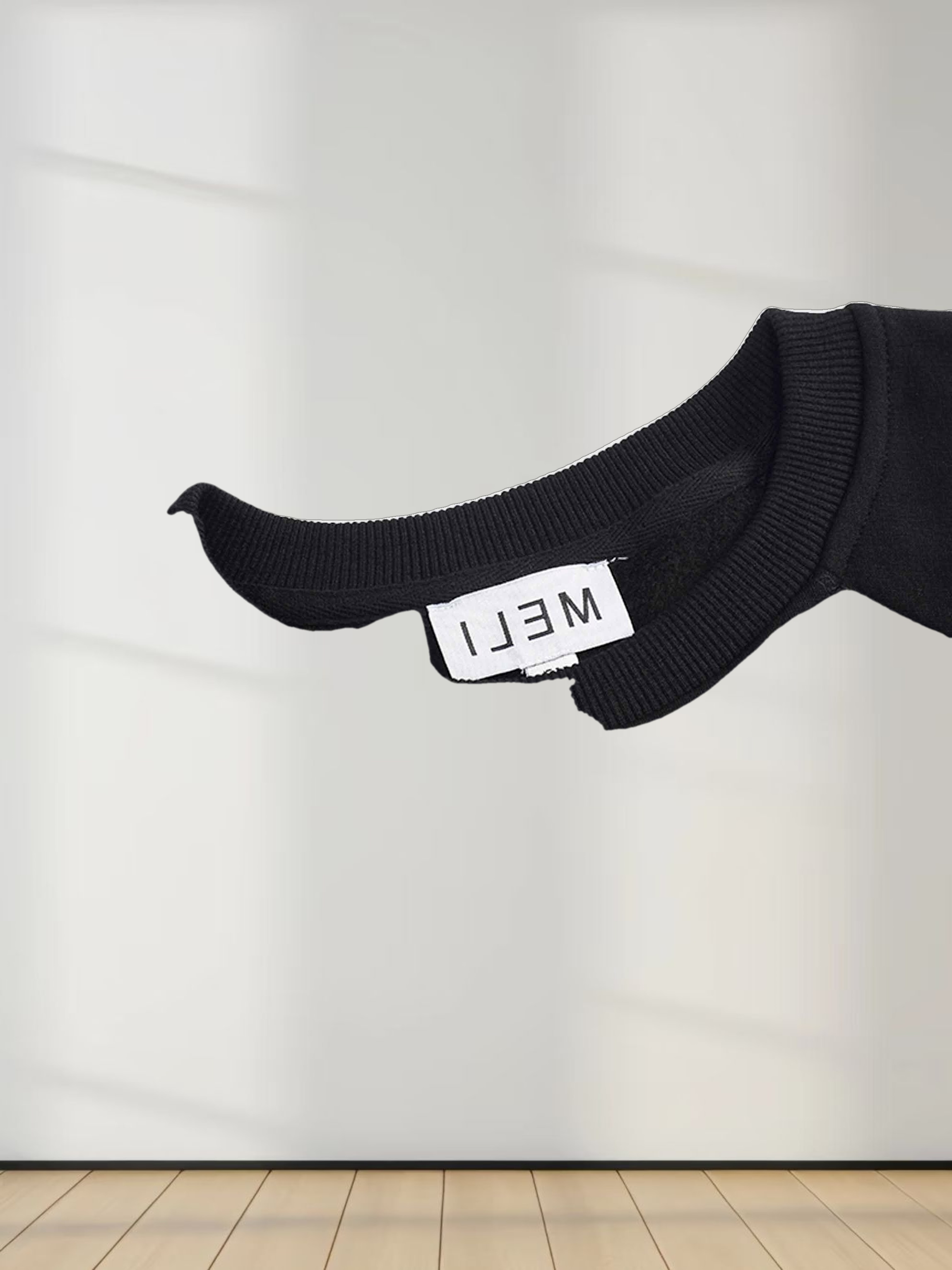 Side Strap Dolman Sweatshirt-Black