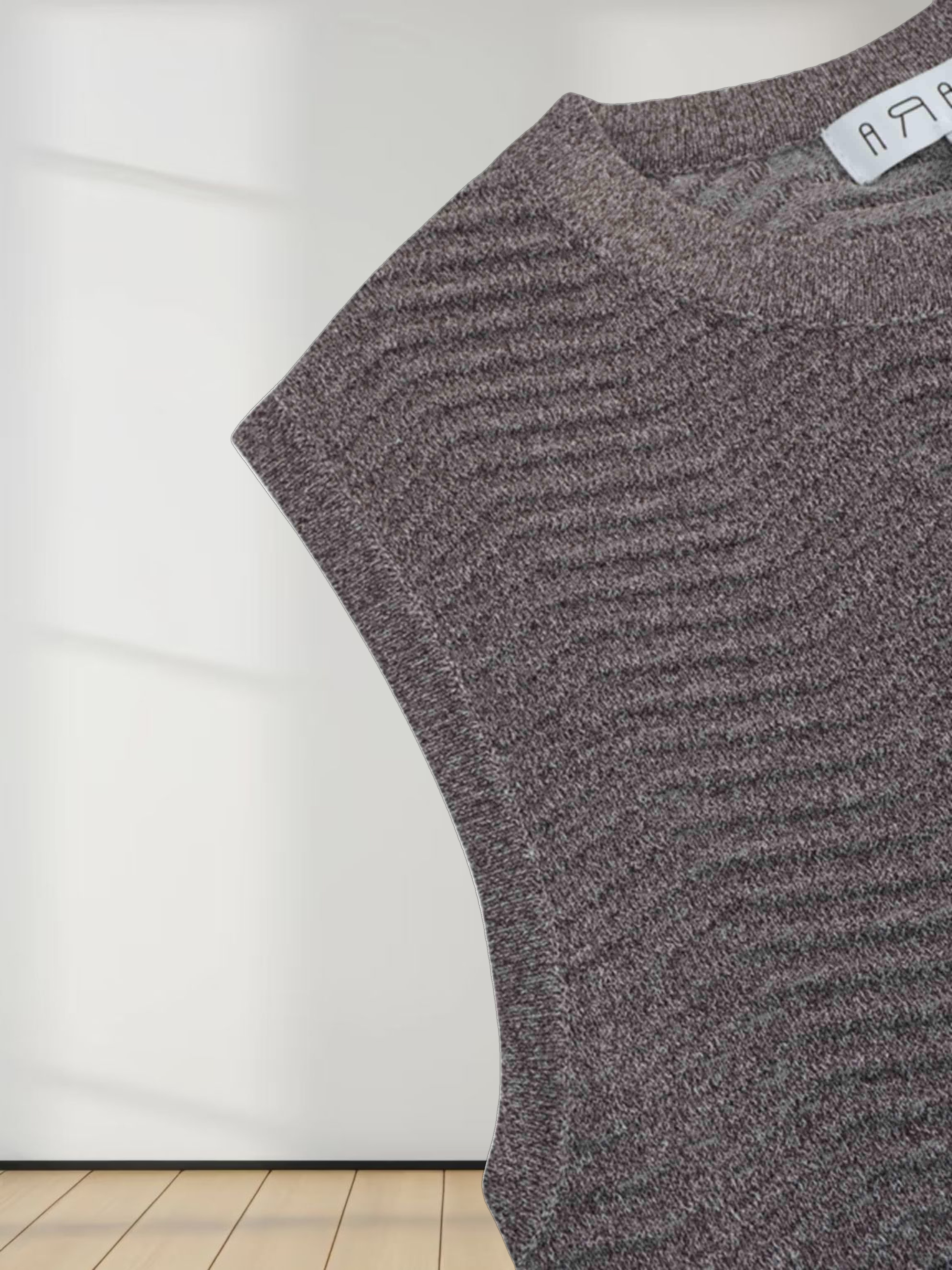 Wave Knit Slip Dress-Heathered Brown