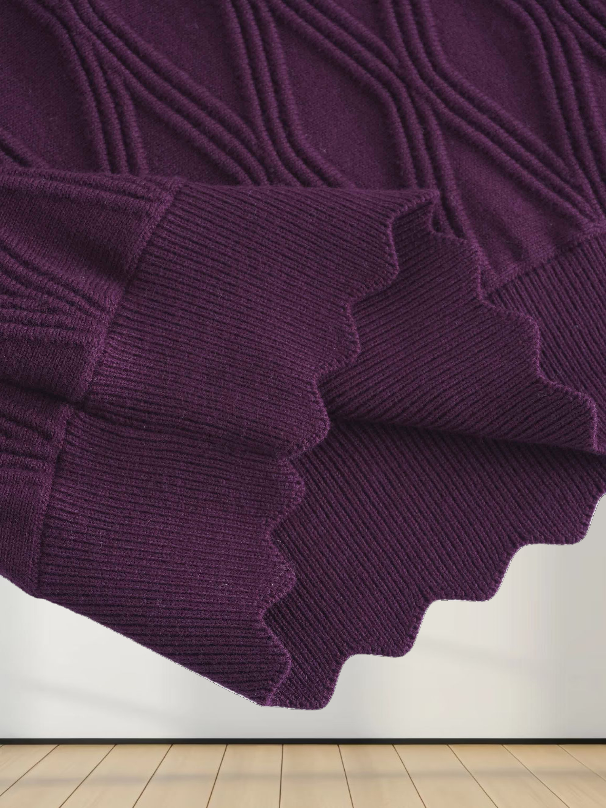 Scalloped Sleeveless Crew Neck Sweater-Wine