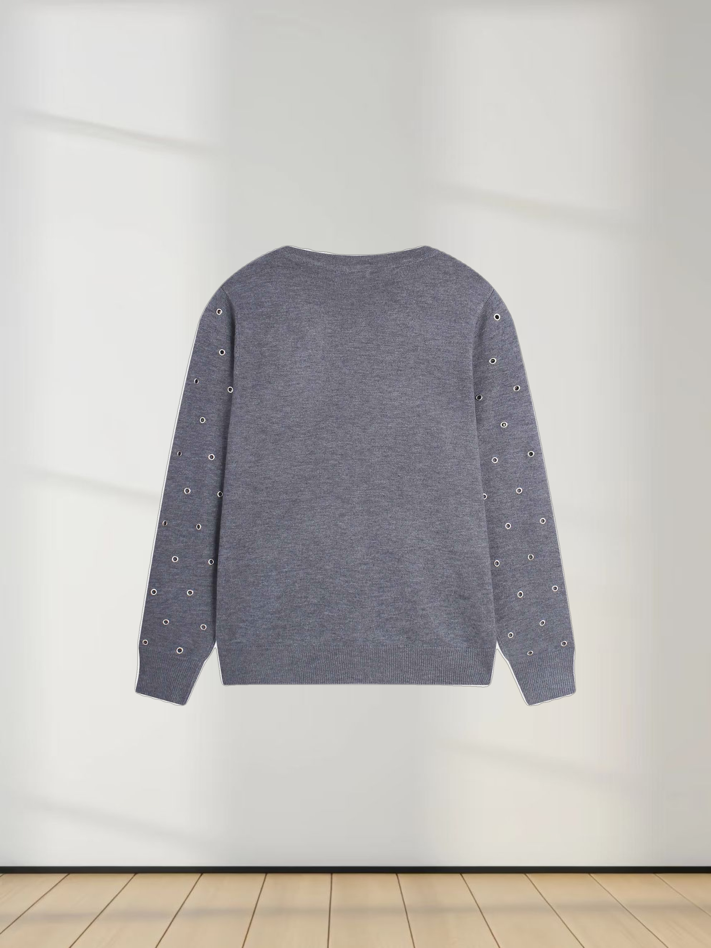 Grommet Cardigan-Grey