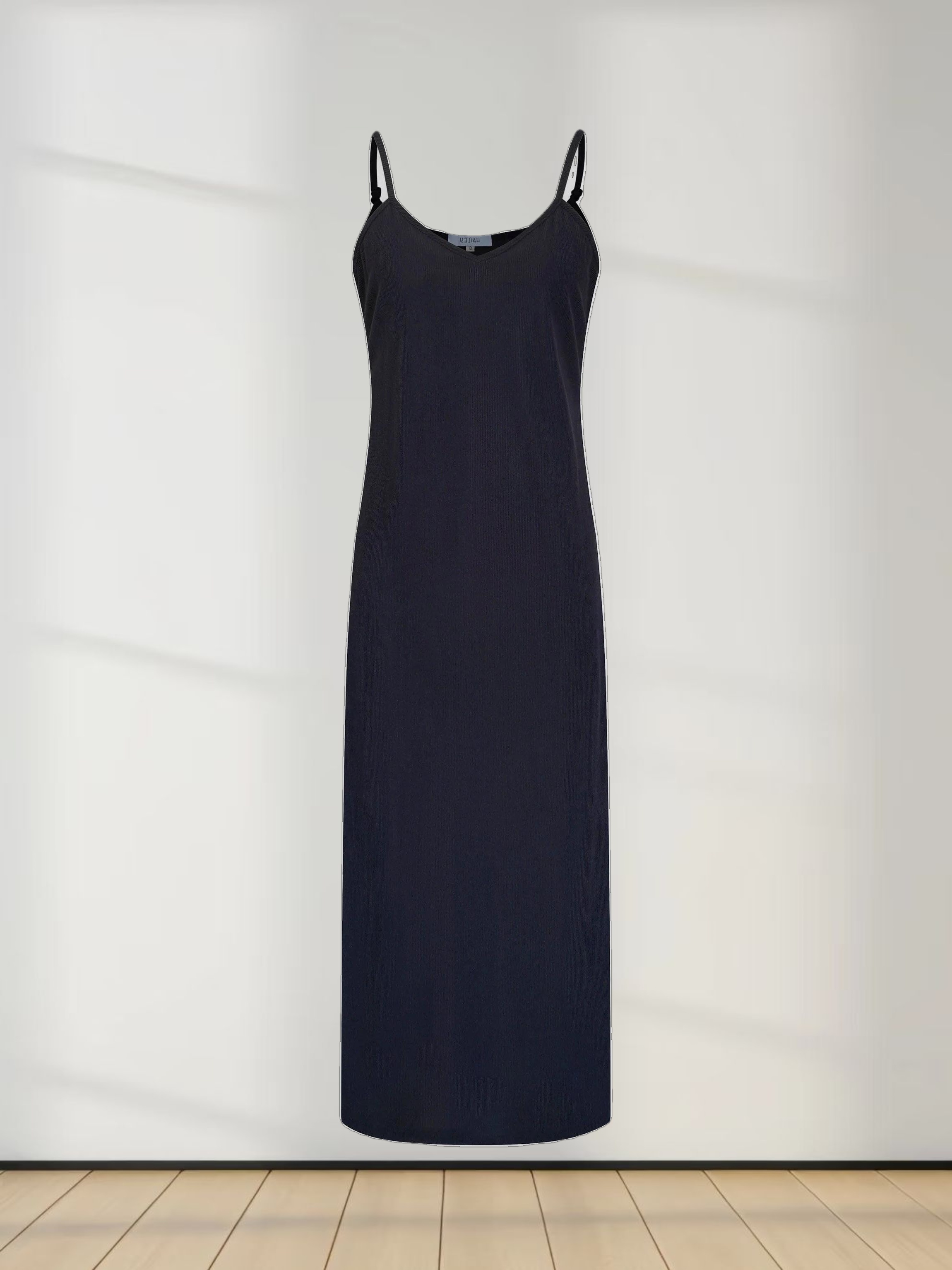 Corduroy Slip Dress-Black