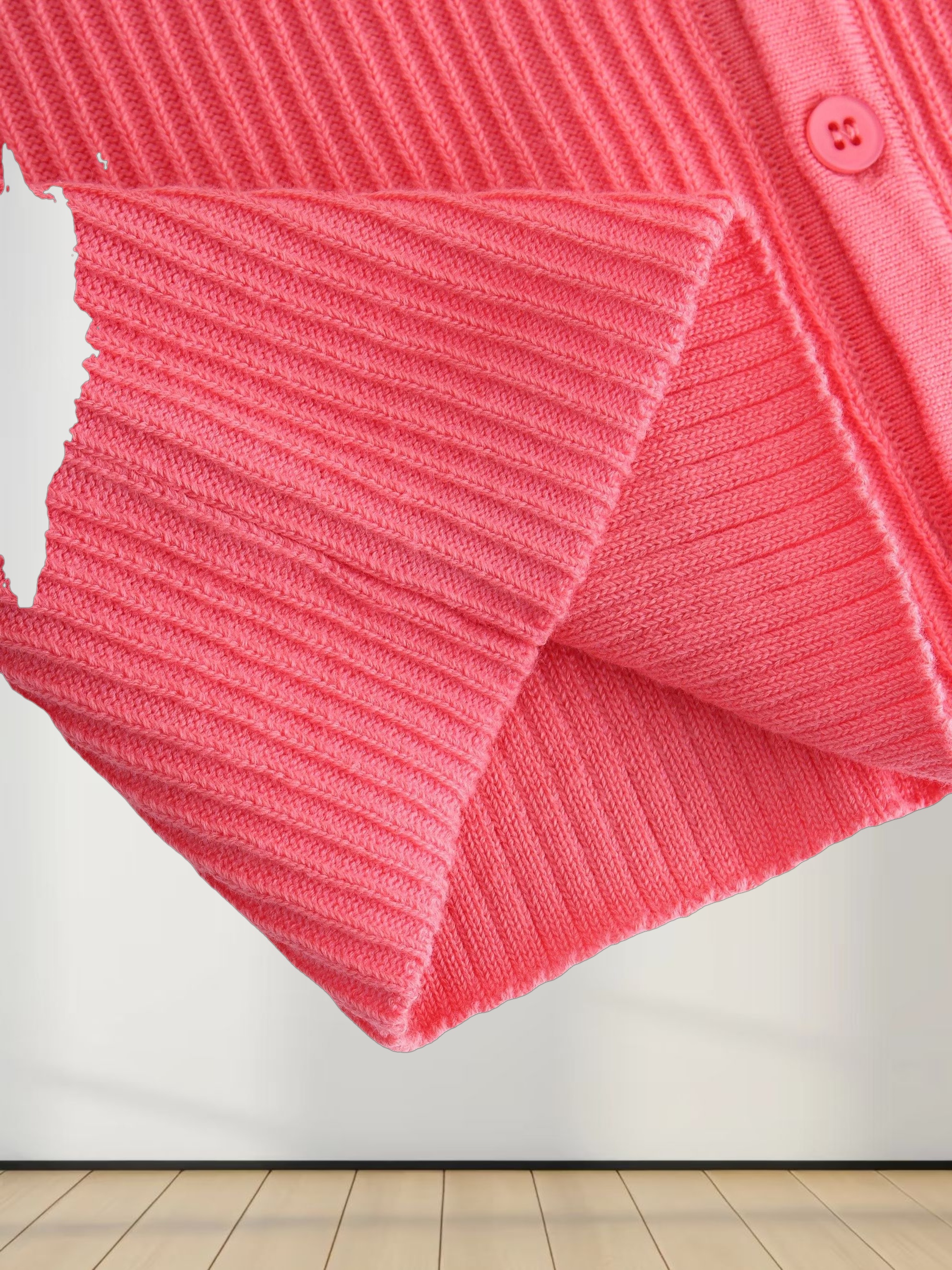 Ribbed Knit Cardigan-Coral