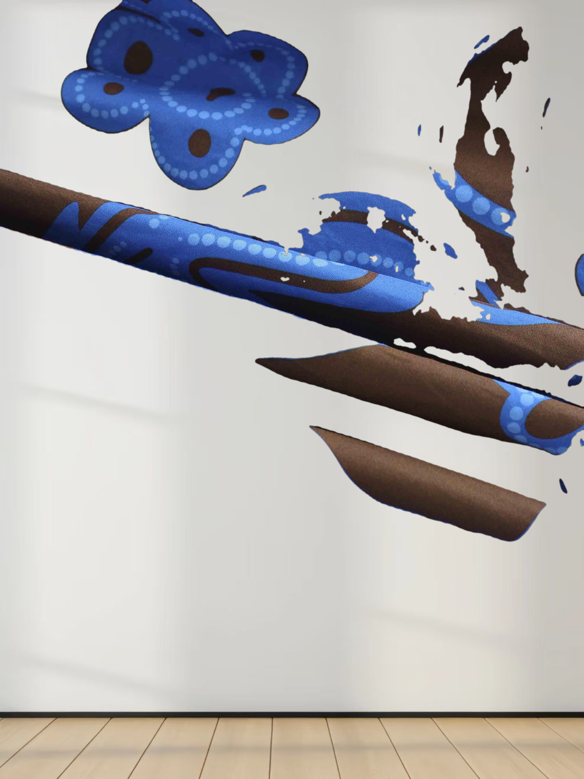 Elastic Waist Tiered Shirtdress-Brown/Blue Floral