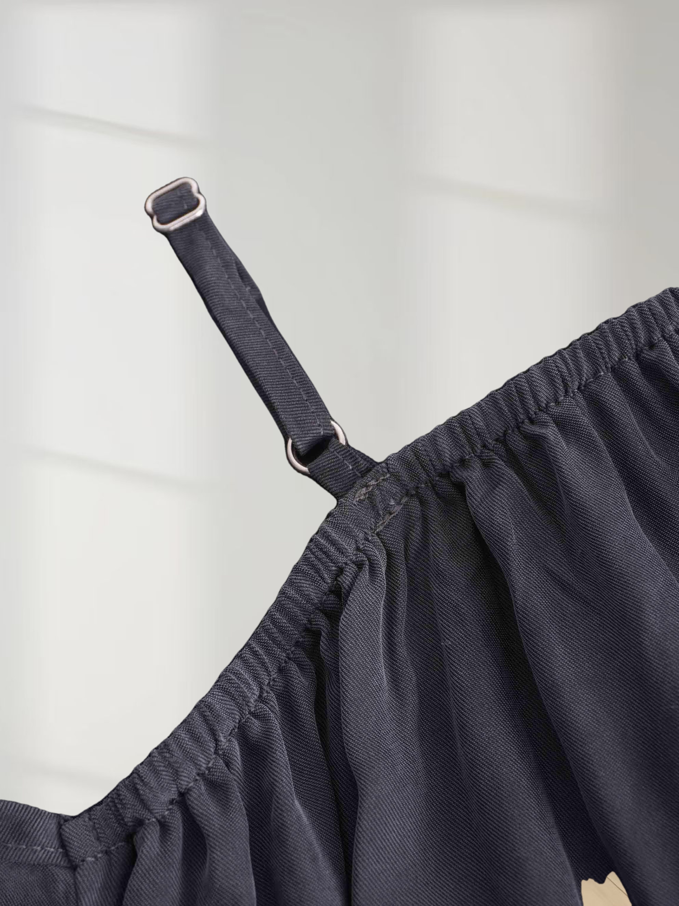 Cupro Crew Neck Slip Dress-Grey