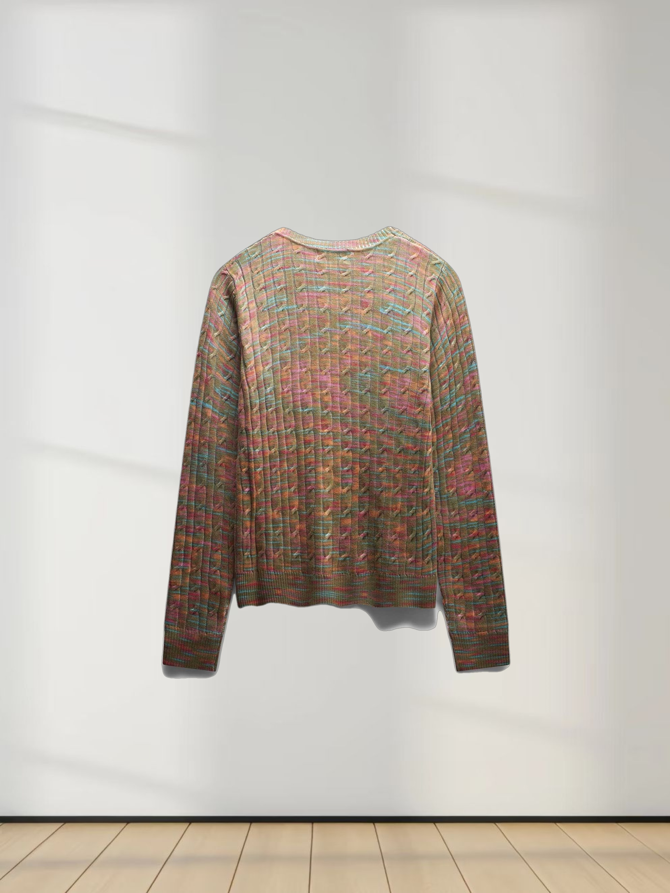 Printed Cable Knit Sweater-Pastel Ombre