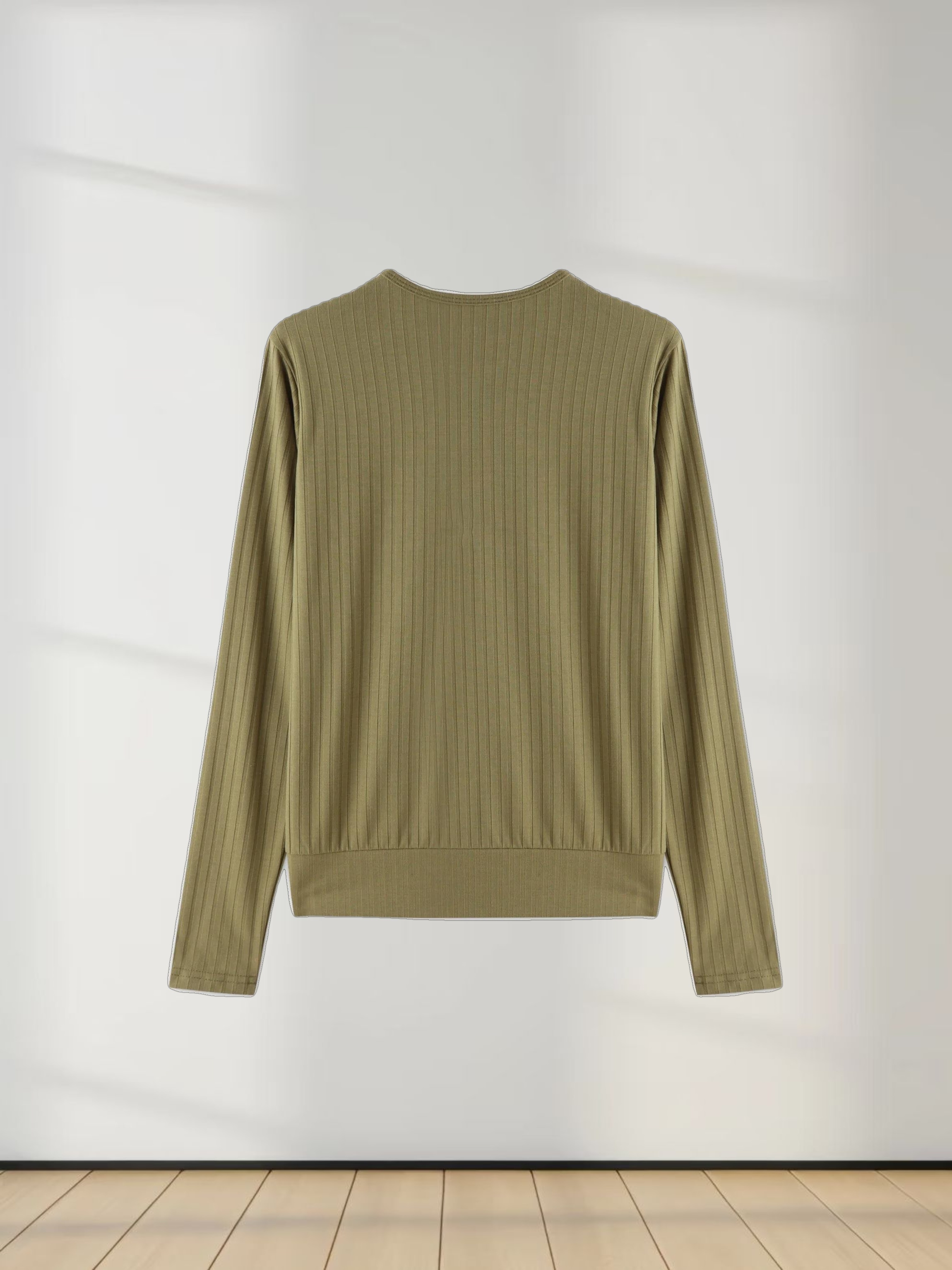 Ribbed High V Bomber-Olive