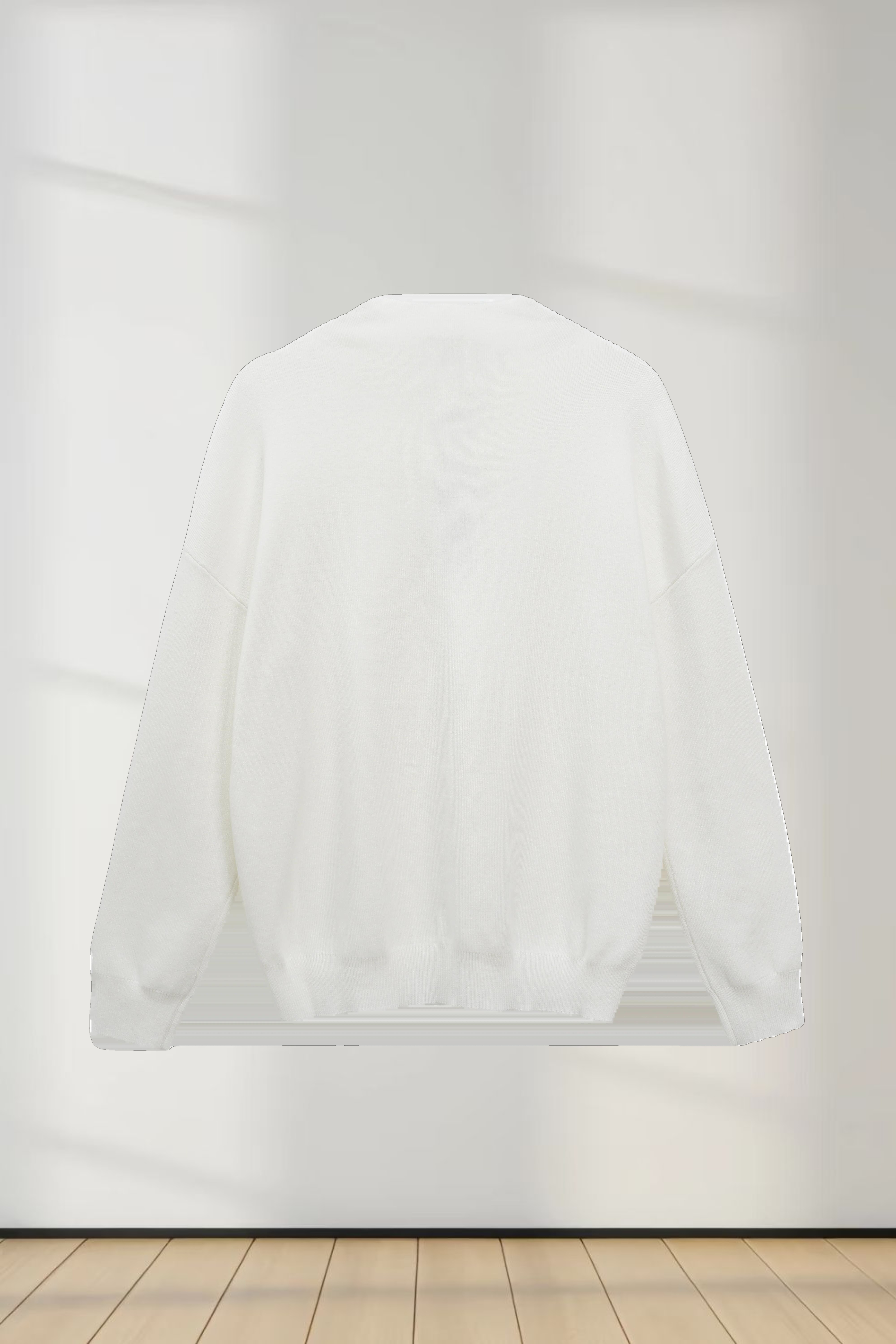 Mock Neck Thin Knit Sweater-Ivory