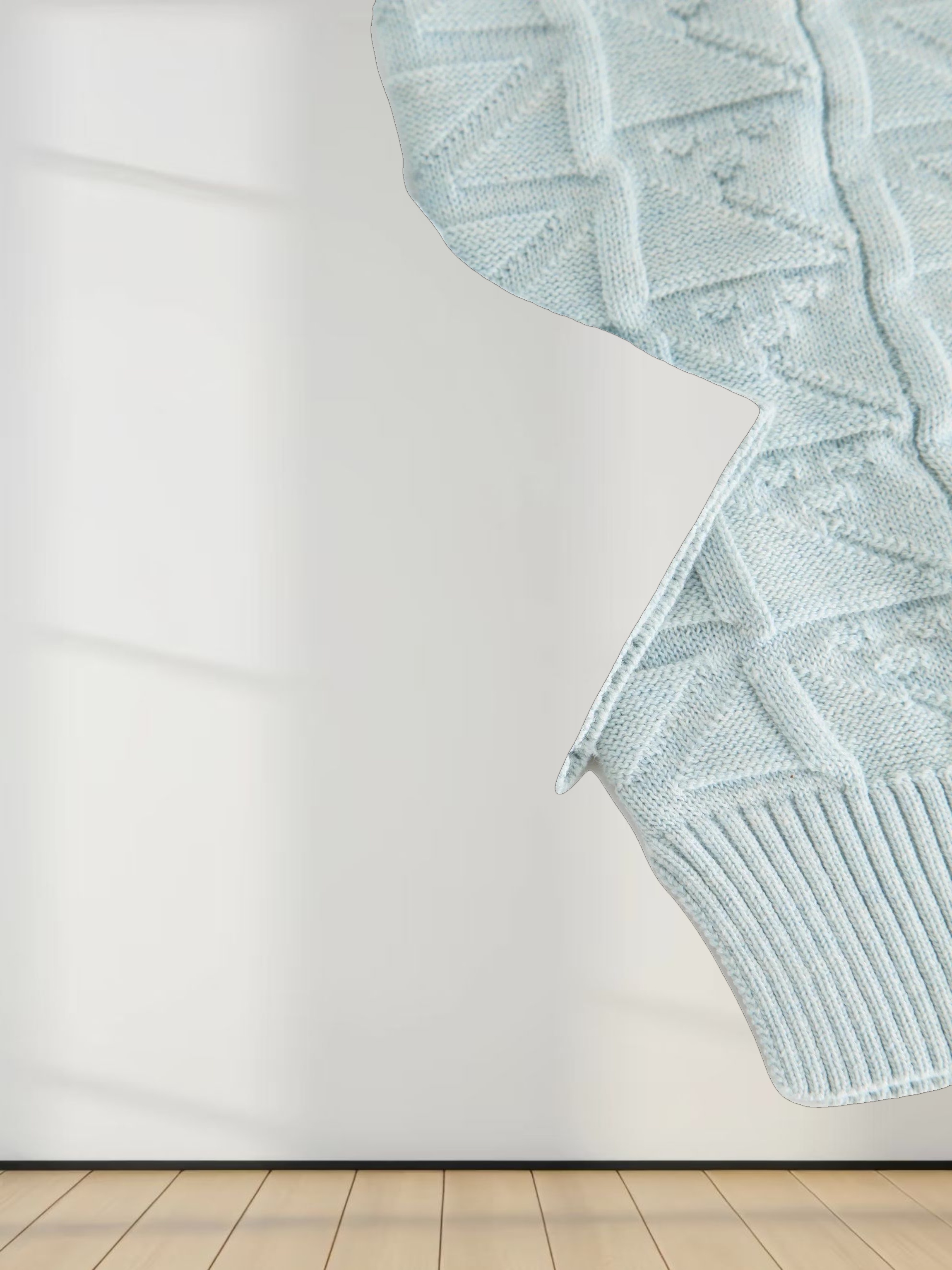 Cross Stitch Sweater-Heathered Blue