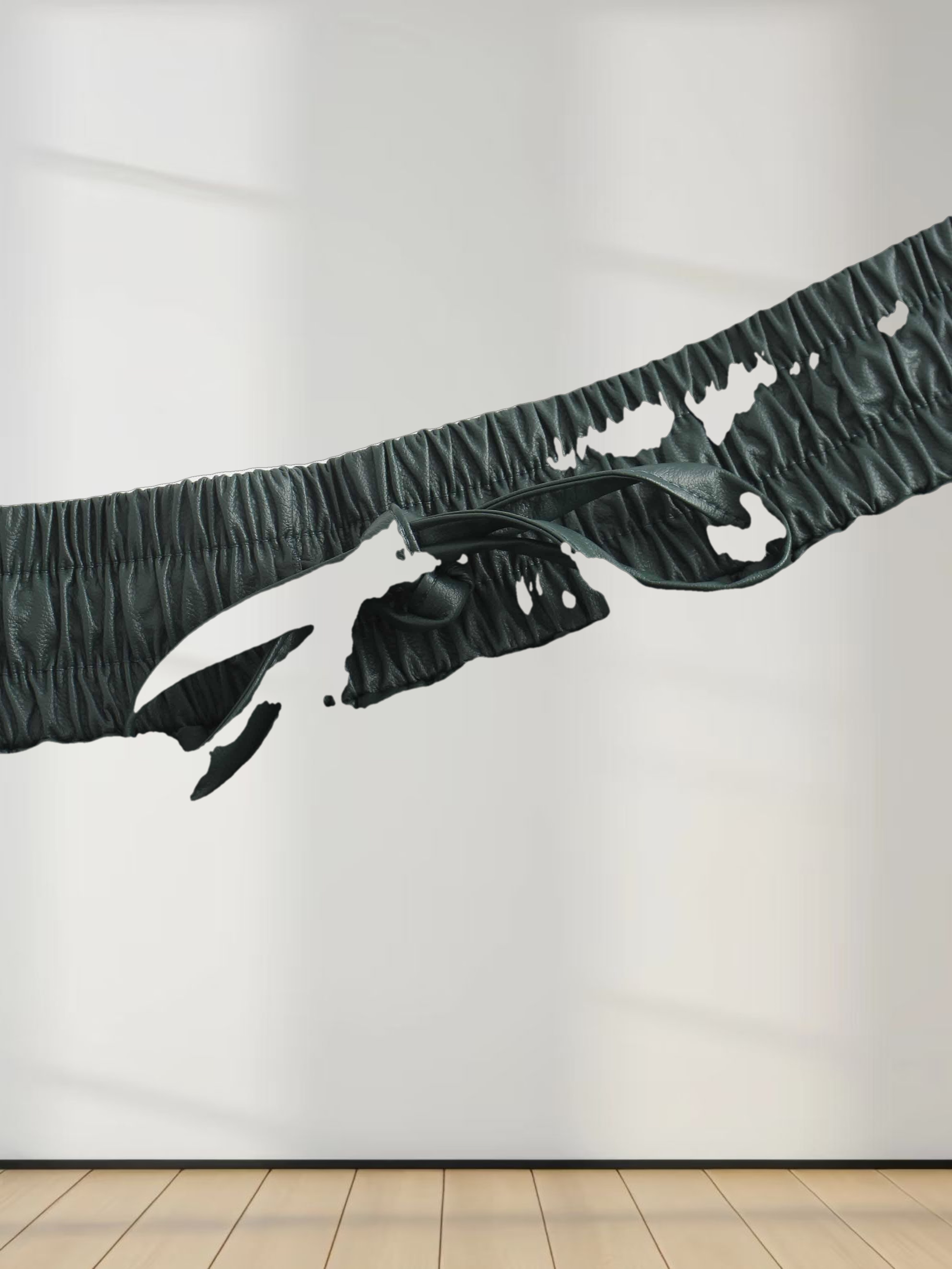 Drawstring Faux Leather Skirt-Hunter Green