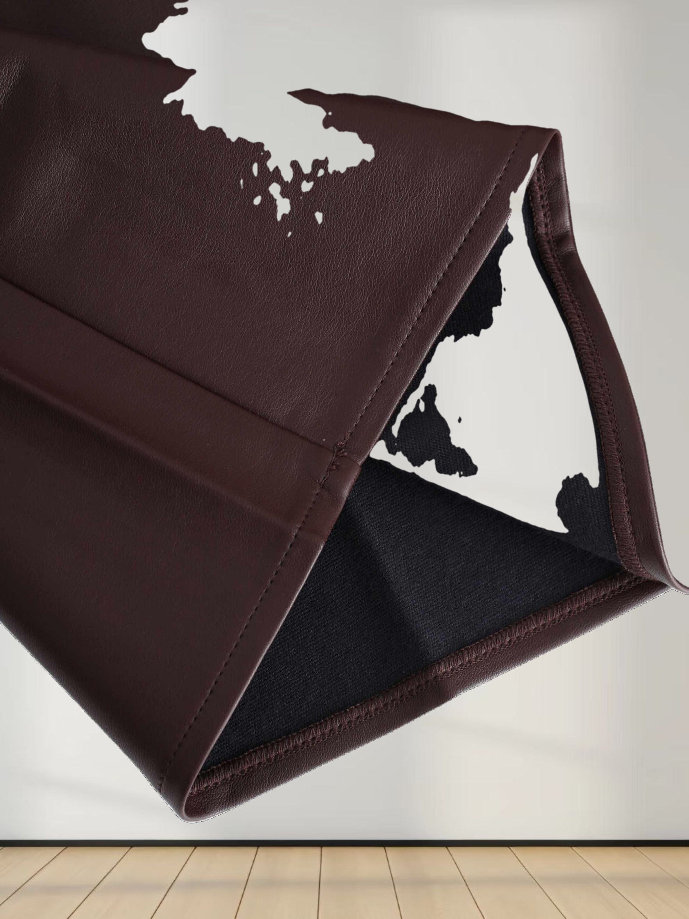 Leather A-Line Skirt-Brown