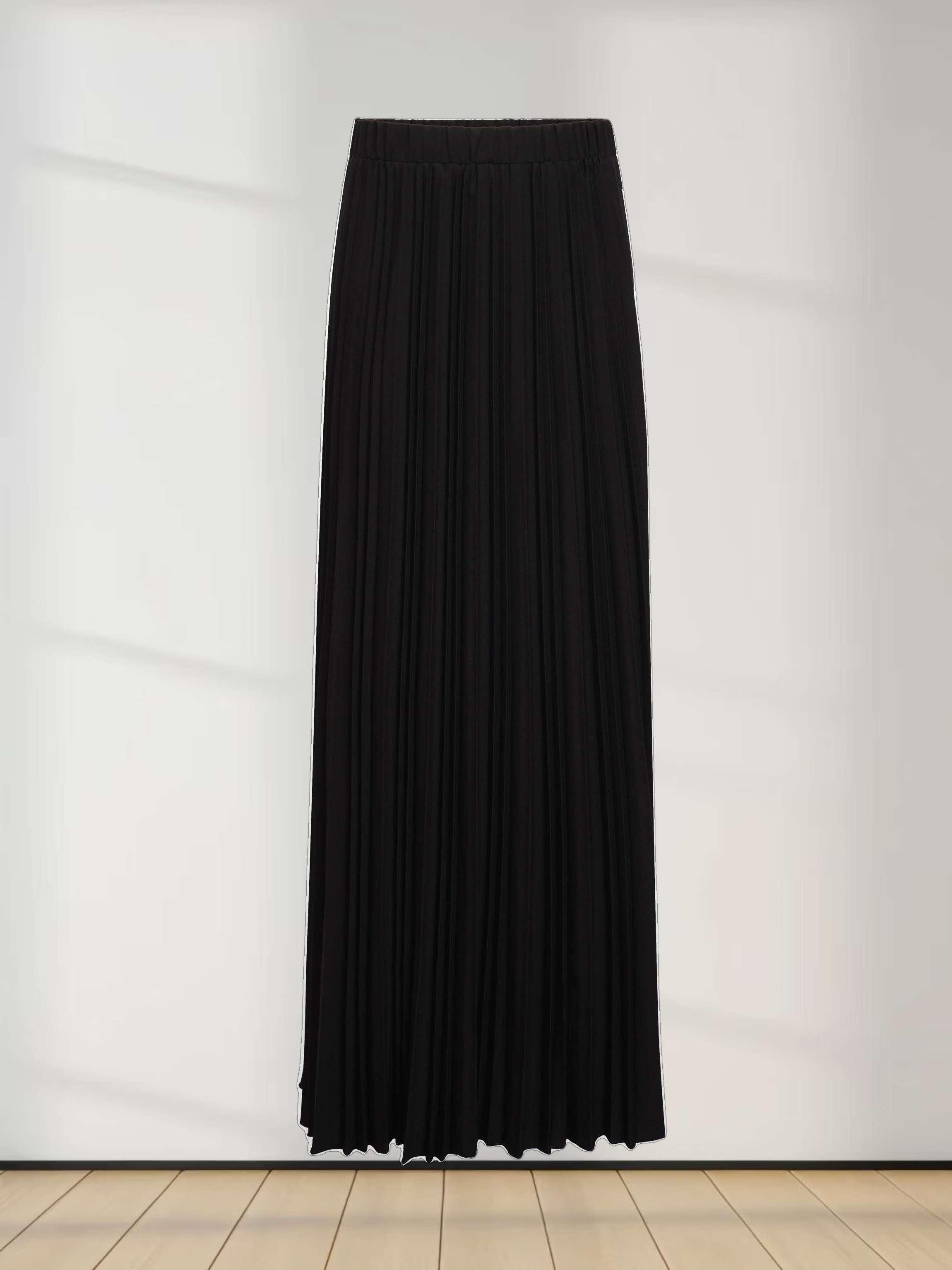 Mix Pleat Skirt-Black