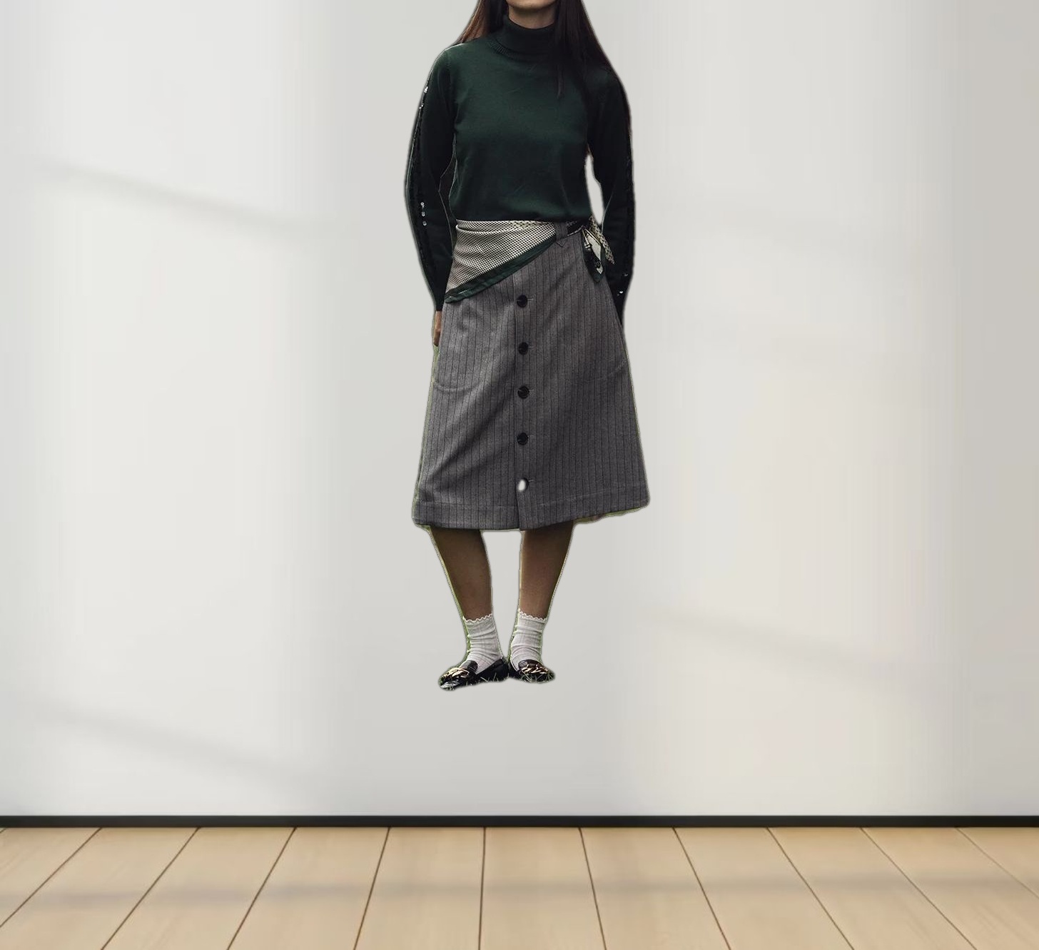 Sequin Trim Sweater-Green