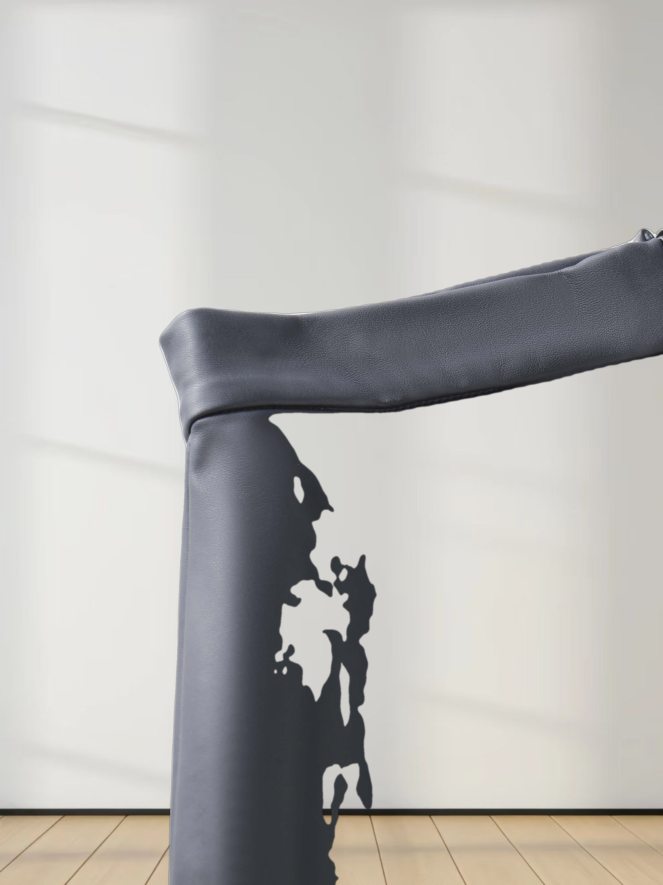 Two Tone Leather Skirt-Black/Blue