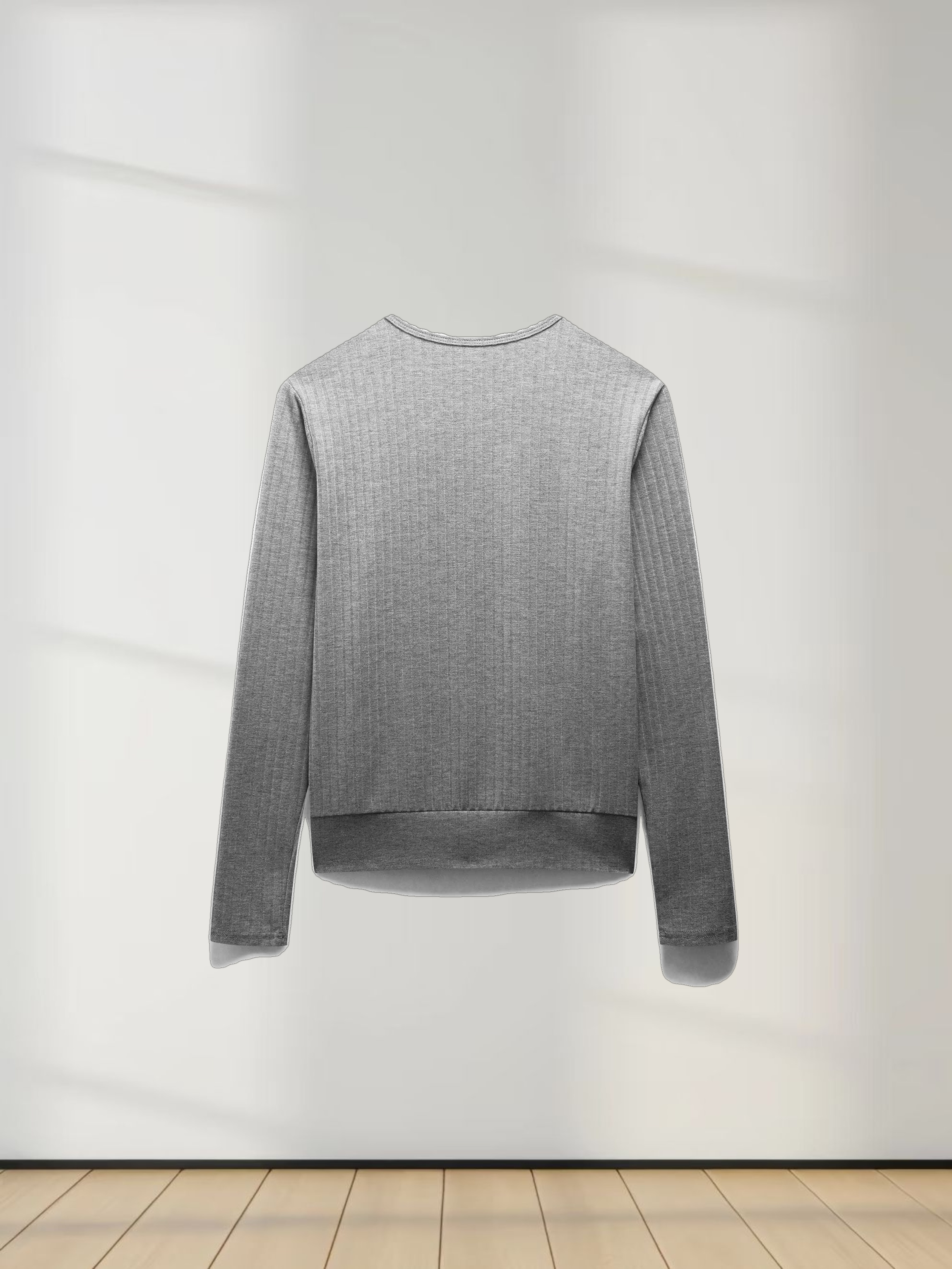 Ribbed High V Bomber-Grey