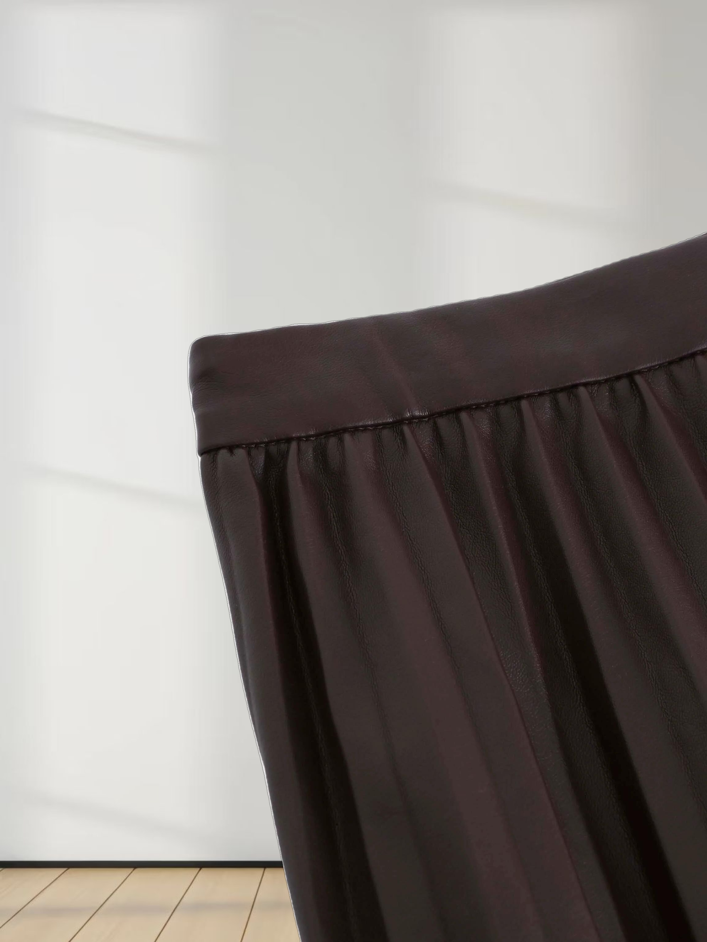 Accordion Pleated Faux Leather Skirt-Brown