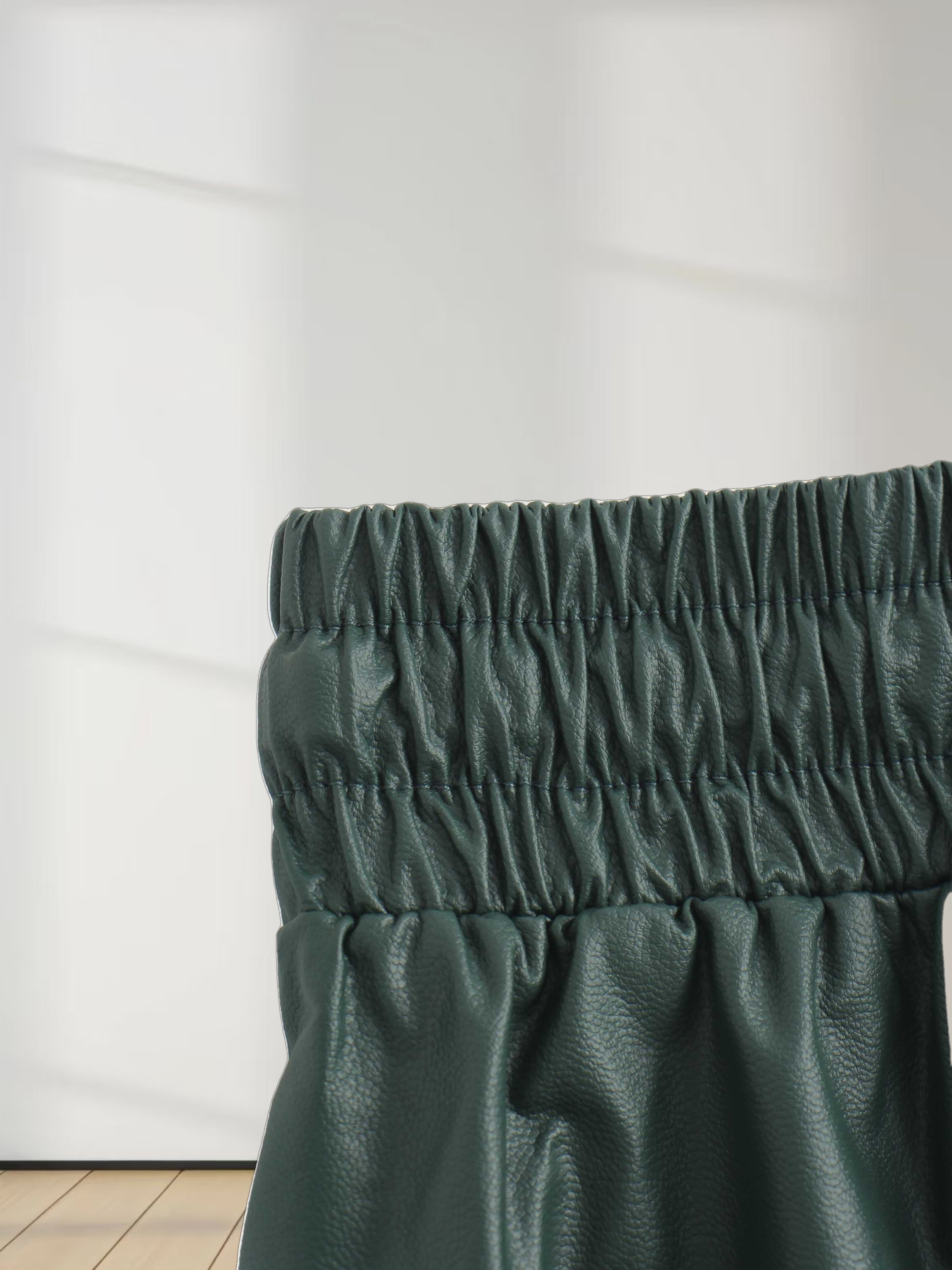 Drawstring Faux Leather Skirt-Hunter Green