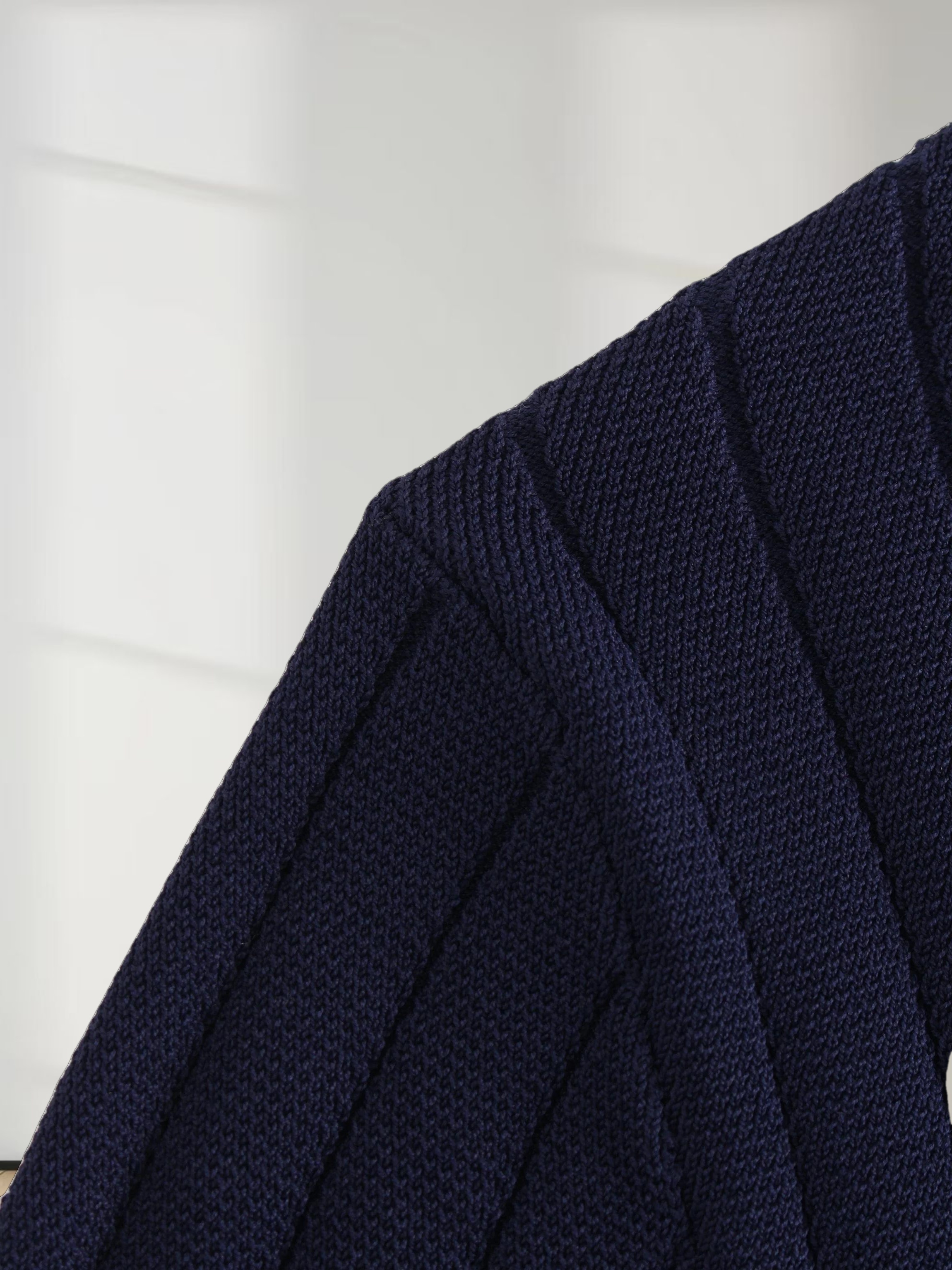 Silky Knit Cropped Cardigan-Navy