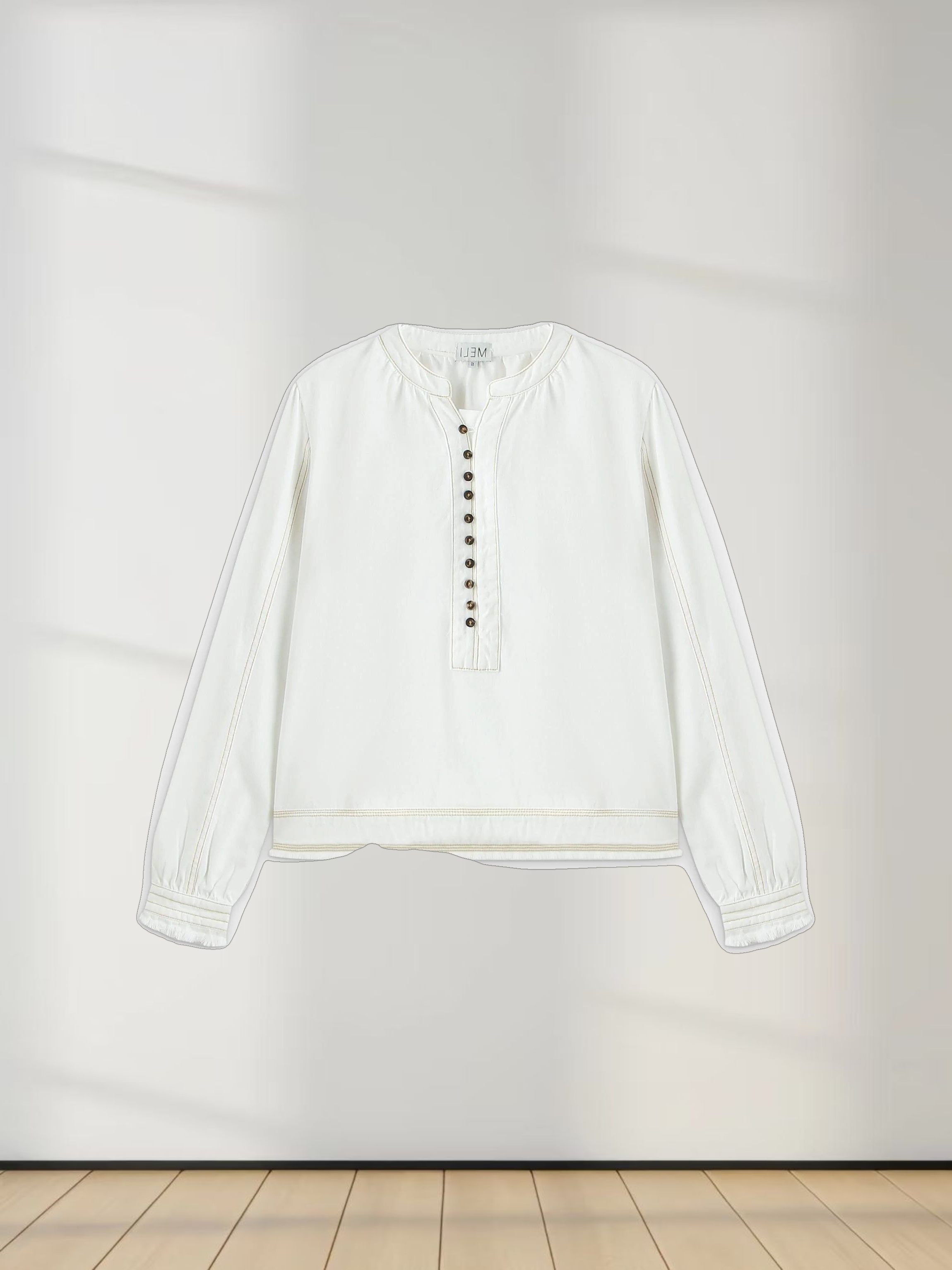 Denim Trapeze Top-White Denim