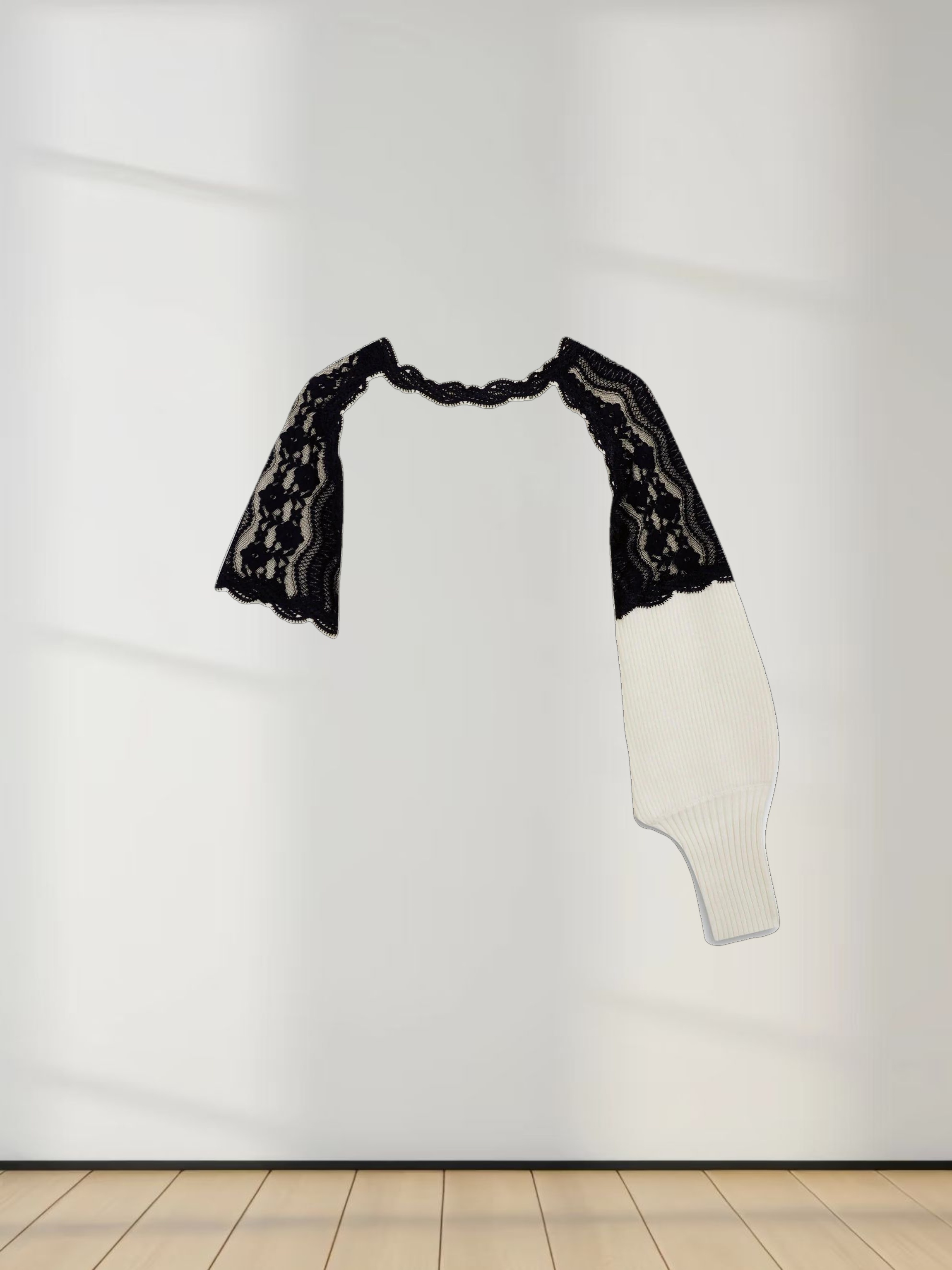 Lace Trim Sweater-Cream