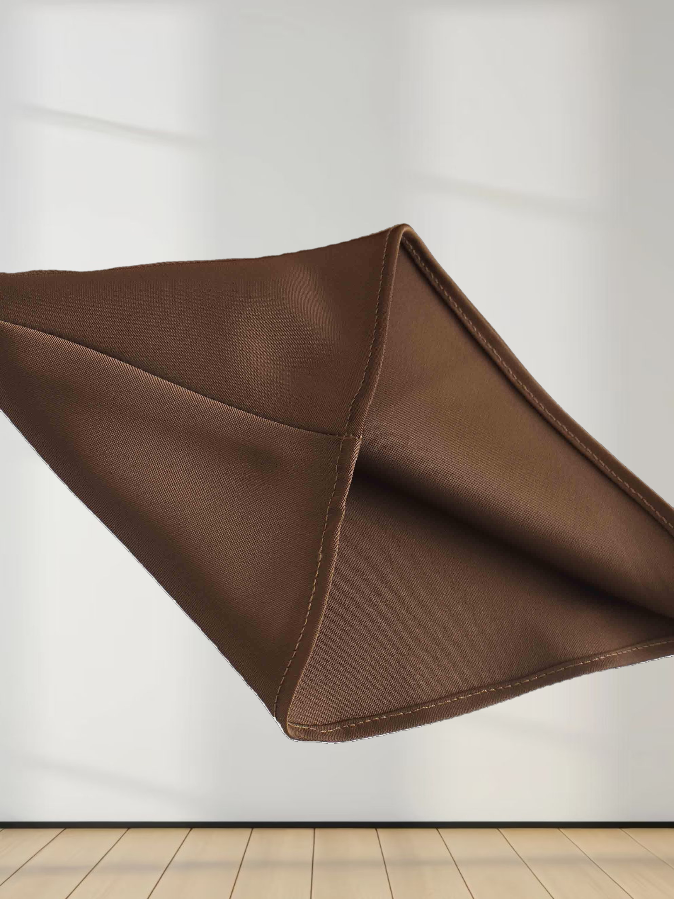 Solid Faux Satin Slip Skirt-Brown